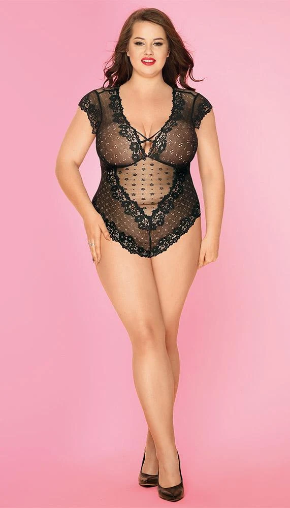 Plus Size Sheer Bedroom Romper