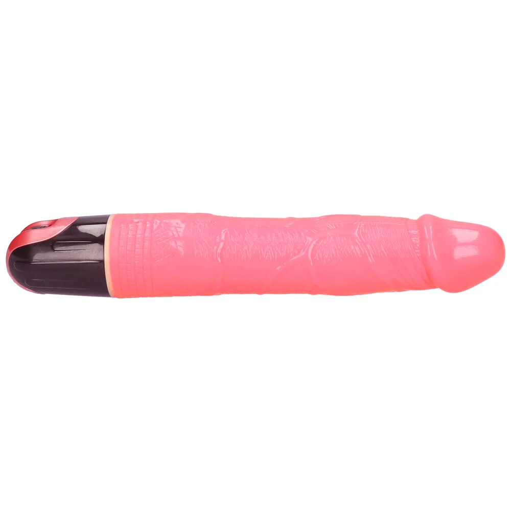 9.5 Inch 长款血管纹理振动 Pink 假阳具 带多速旋钮