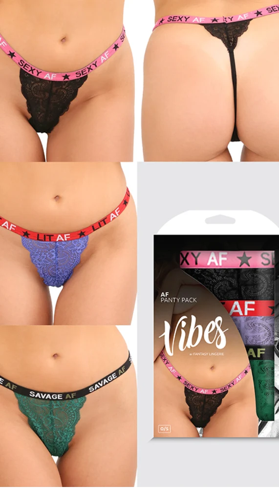AF Thong Panty Pack Set of 3 in Stretch Lace