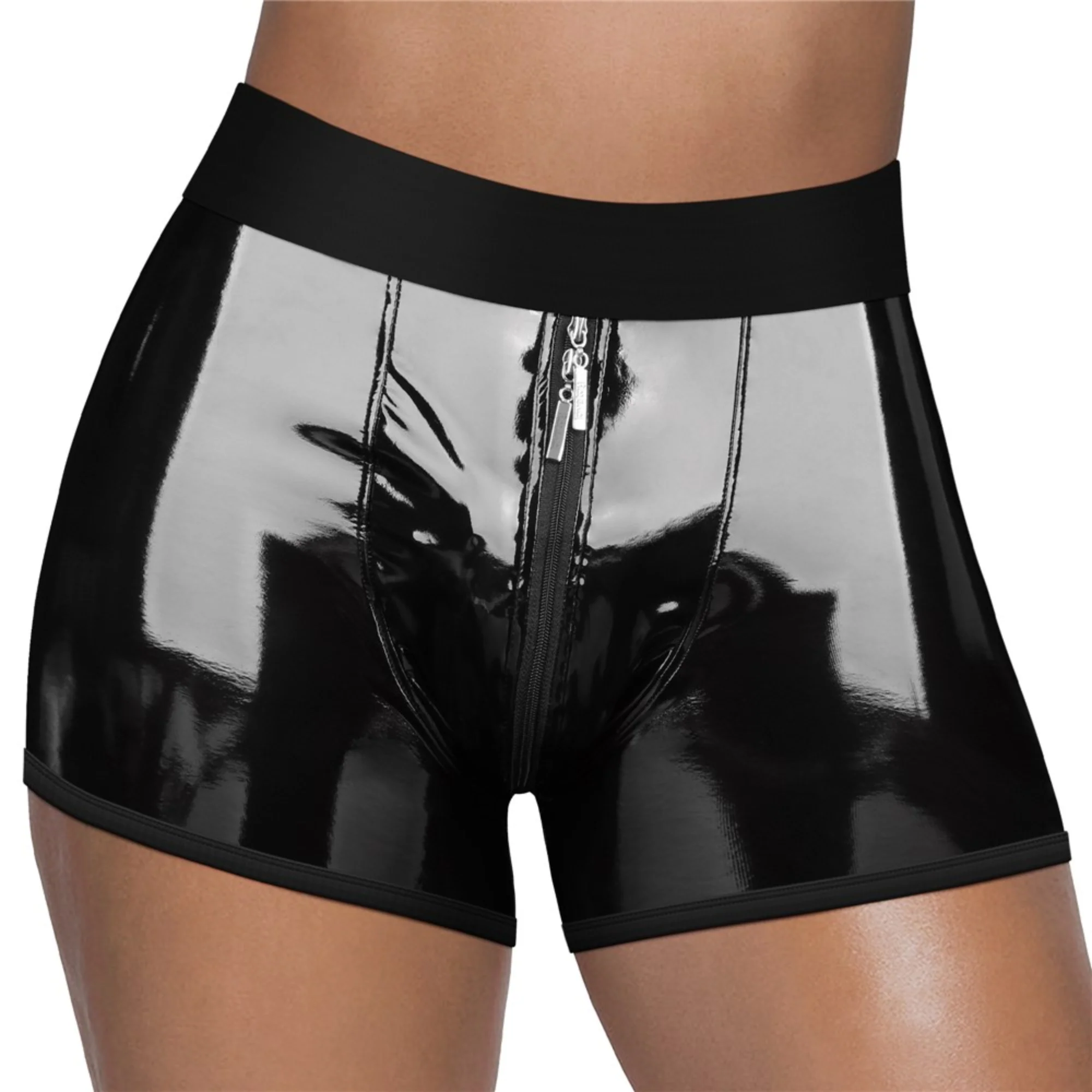 INGEN Chic Strap-On Shorts Faux Leather Packing Shorts with O-Ring