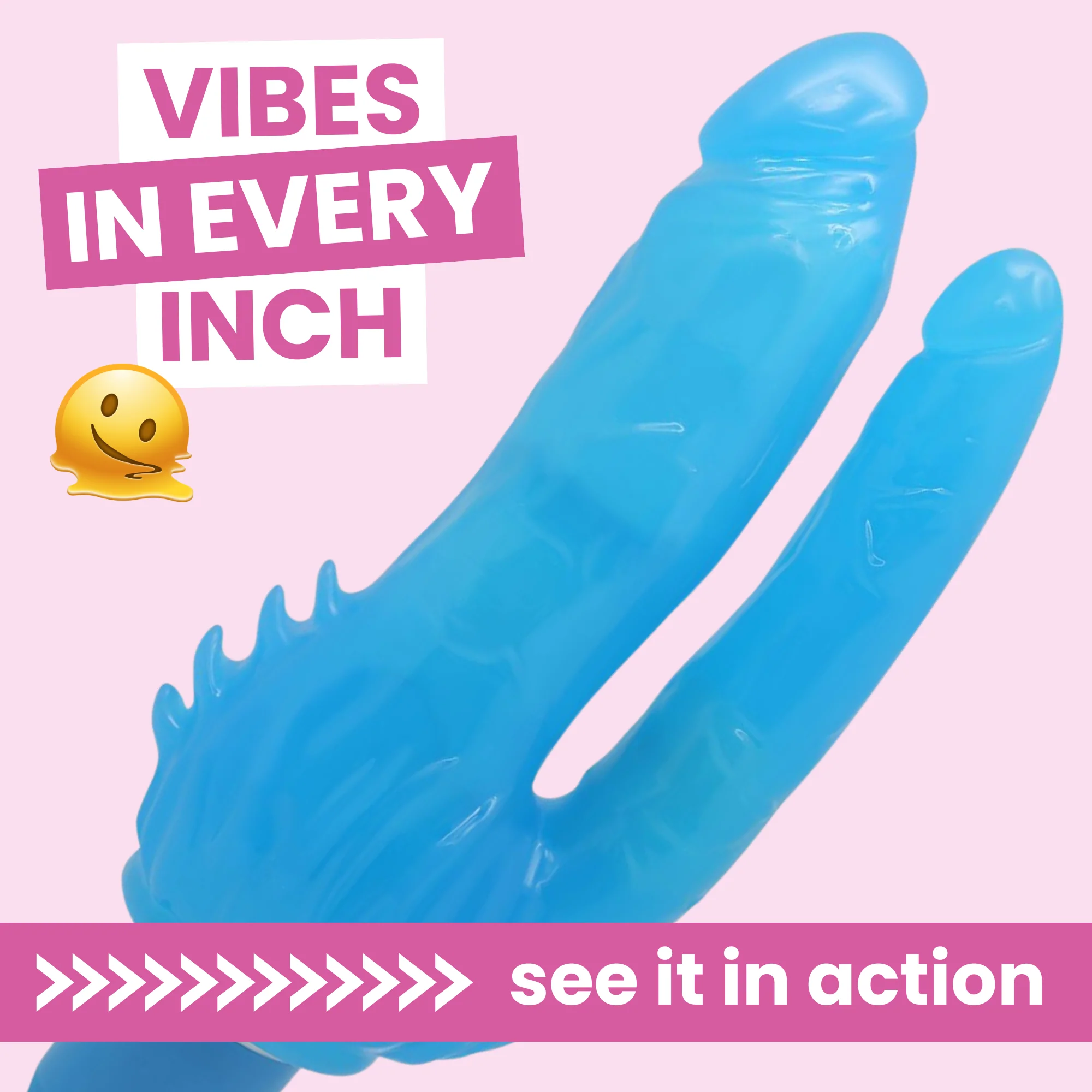 Clit Stimulating Dual Penetration Vibrating Dildo With Veined Jelly Shafts