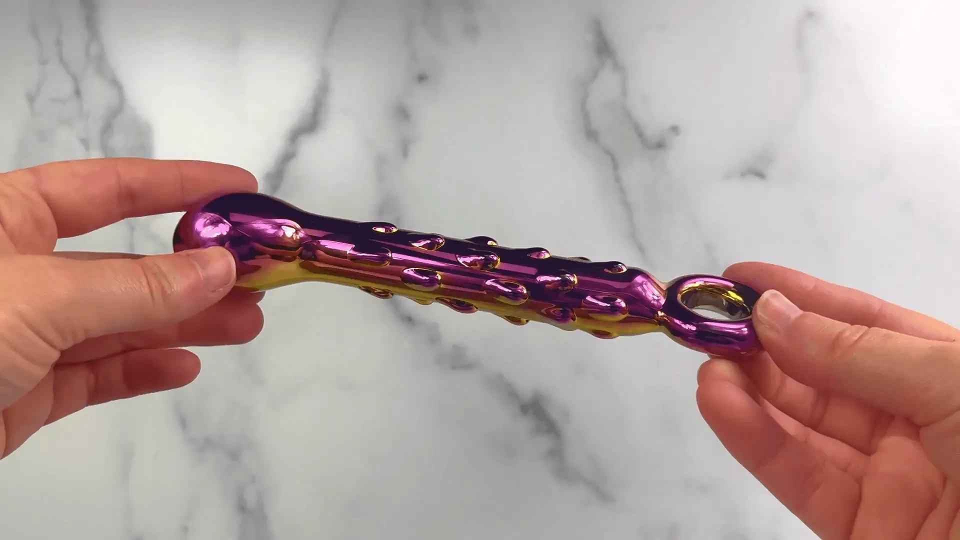 Rainbow Galaxy Glass Prostate Pull Plug & Nubby G-Spot Wand