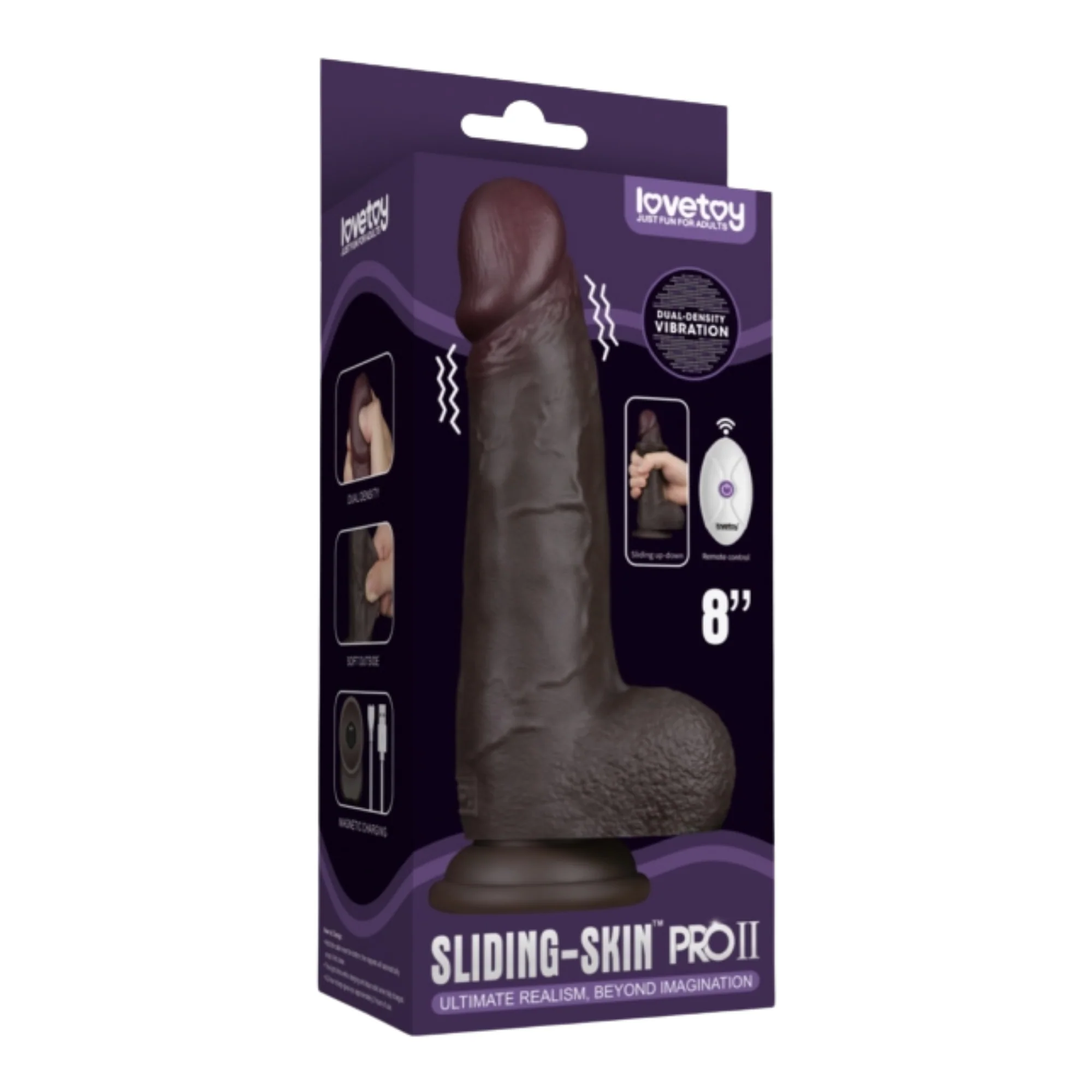 8" Sliding Skin Pro II Dual Density Silicone Dildo - Vibrating Option Available