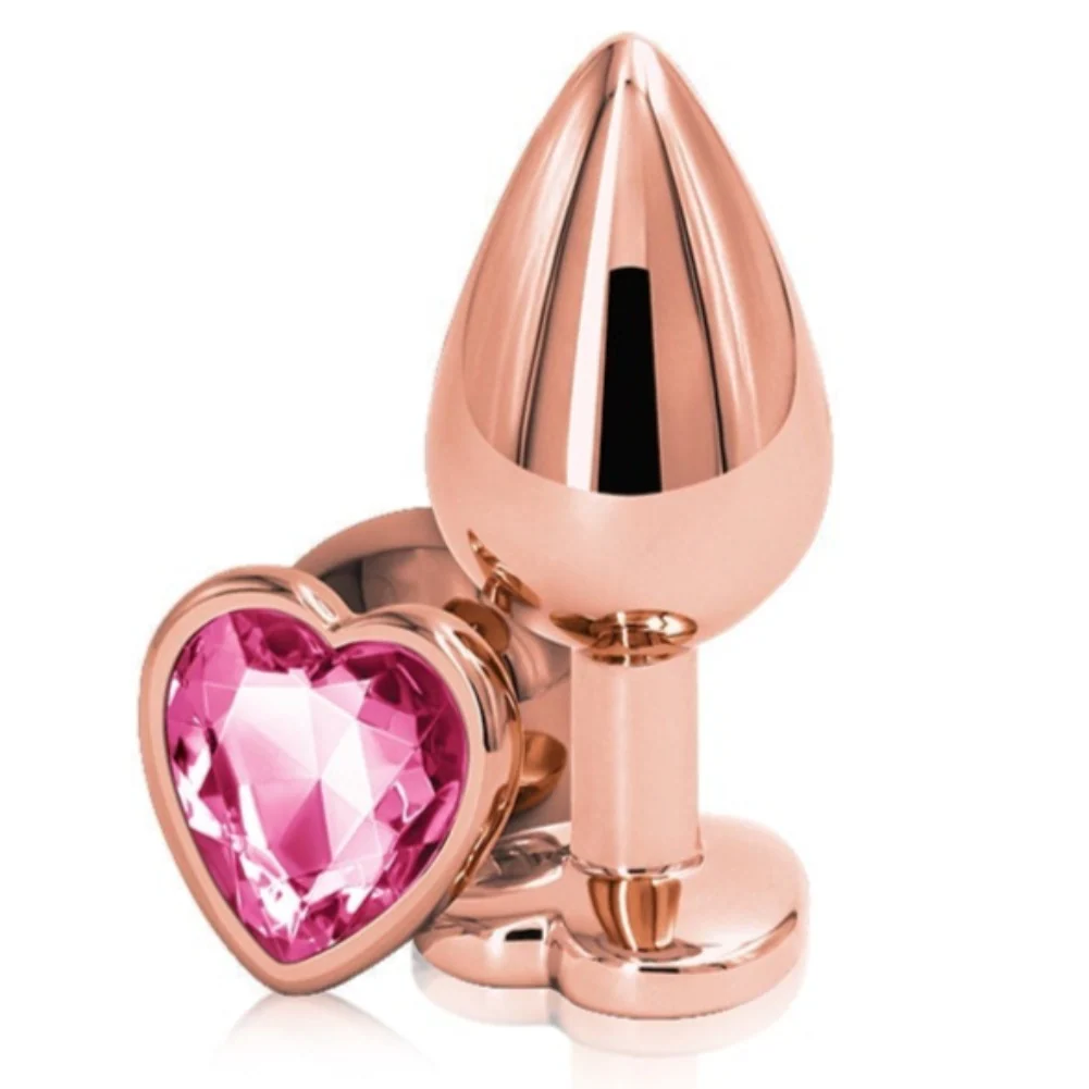 Rainbow Heart Jeweled Metal Butt Plug for a Romantic Look