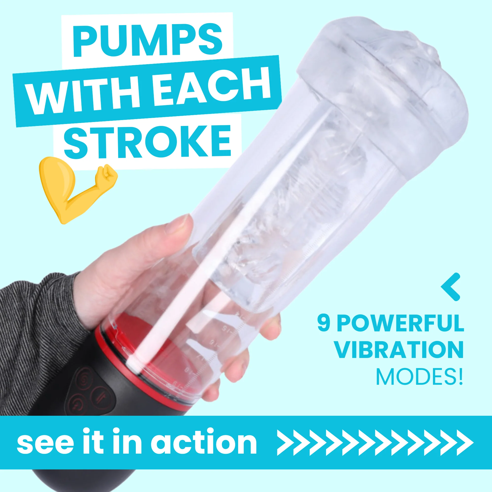 3-in-1 Brotar Vibrating Penis Pump, Stroker and Sucker