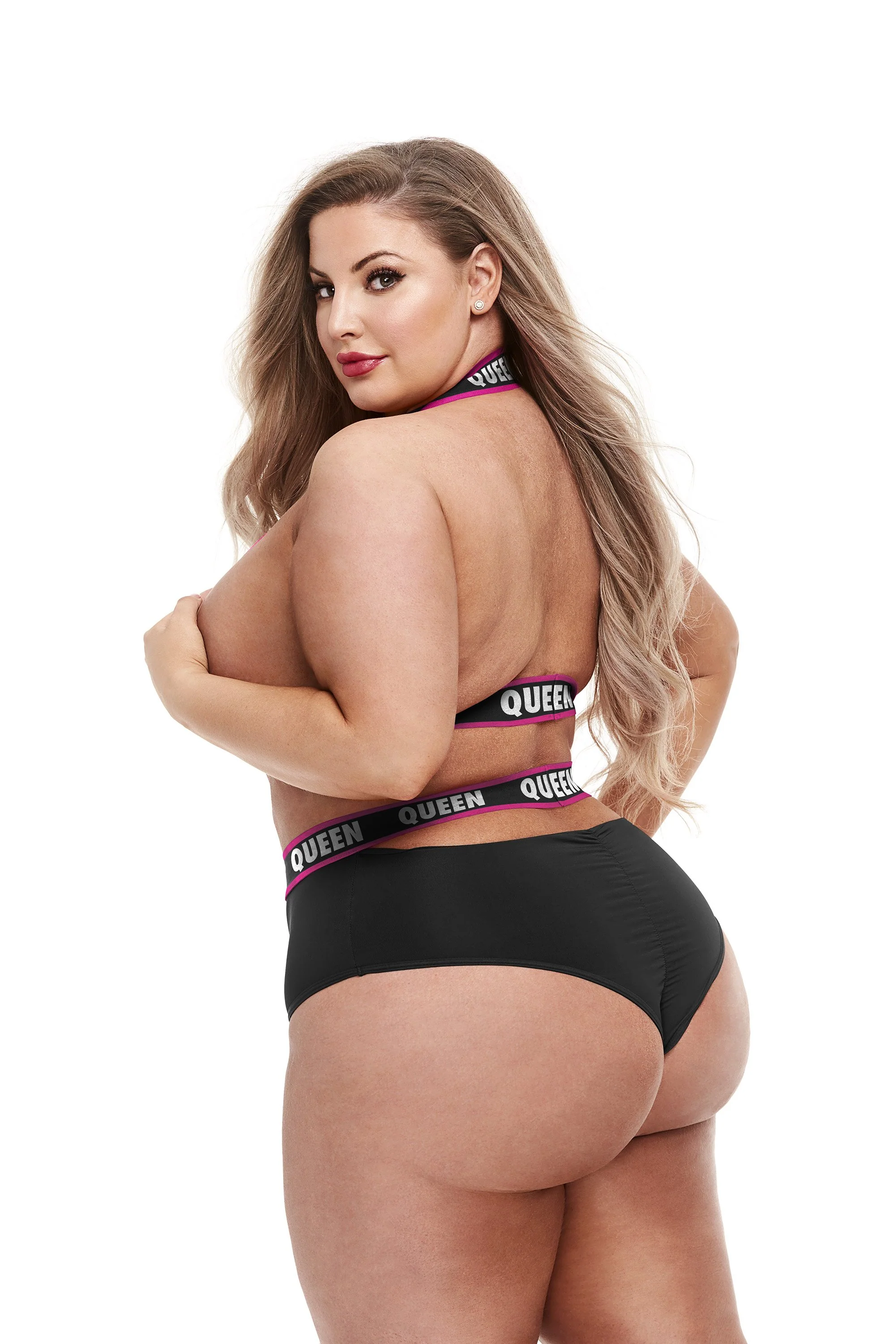Lapdance Queen High Waisted Halter Lingerie Set for Curves
