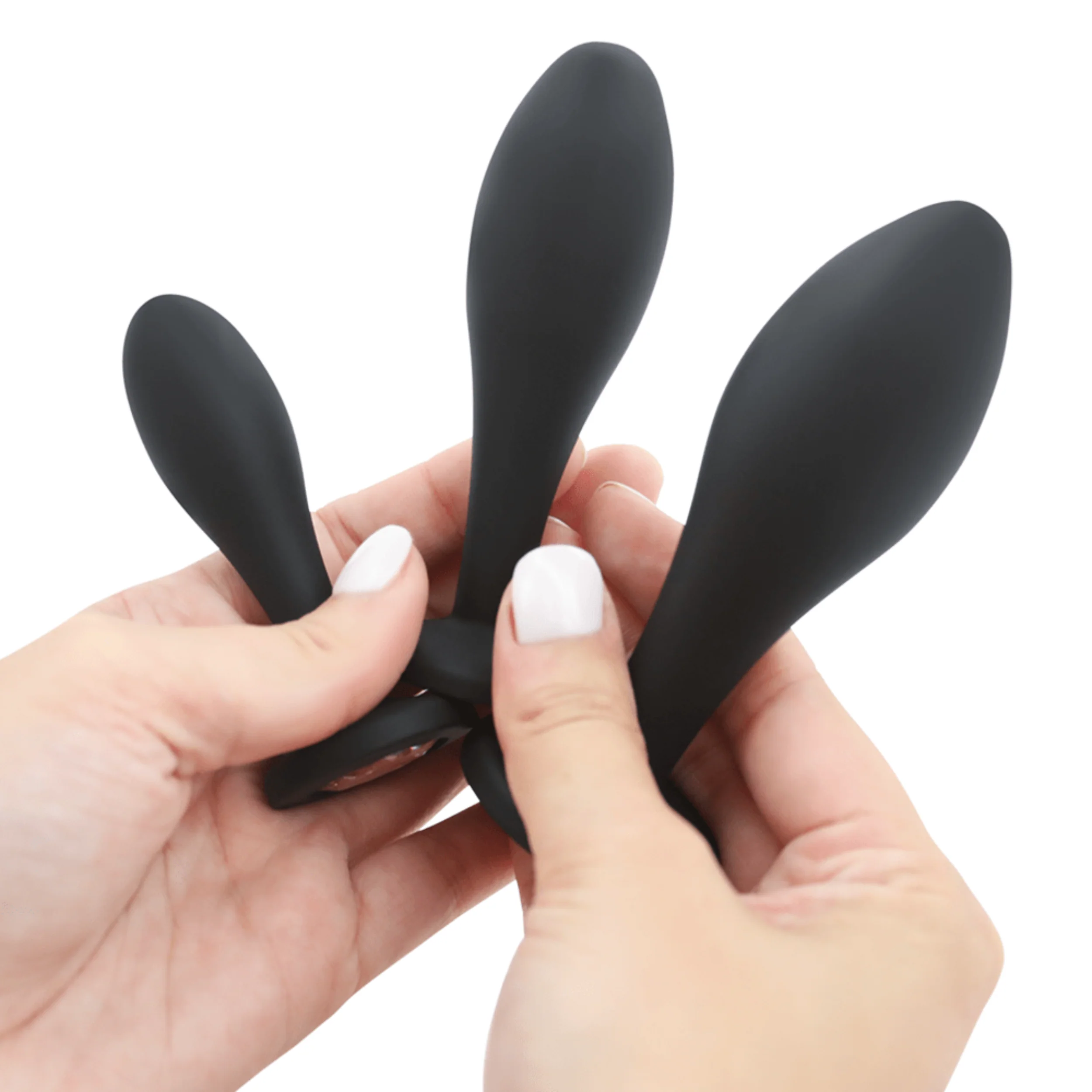 Bulbed Silicone Jewel Butt Plug With Removable Double-Sided Gem