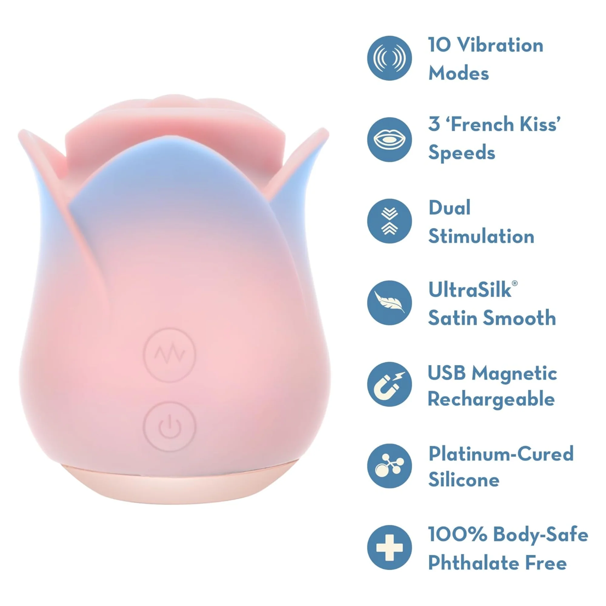 Blush Collection French Kiss Rose Stimulator - Nibbles On Your Clit with Powerful Vibrations!
