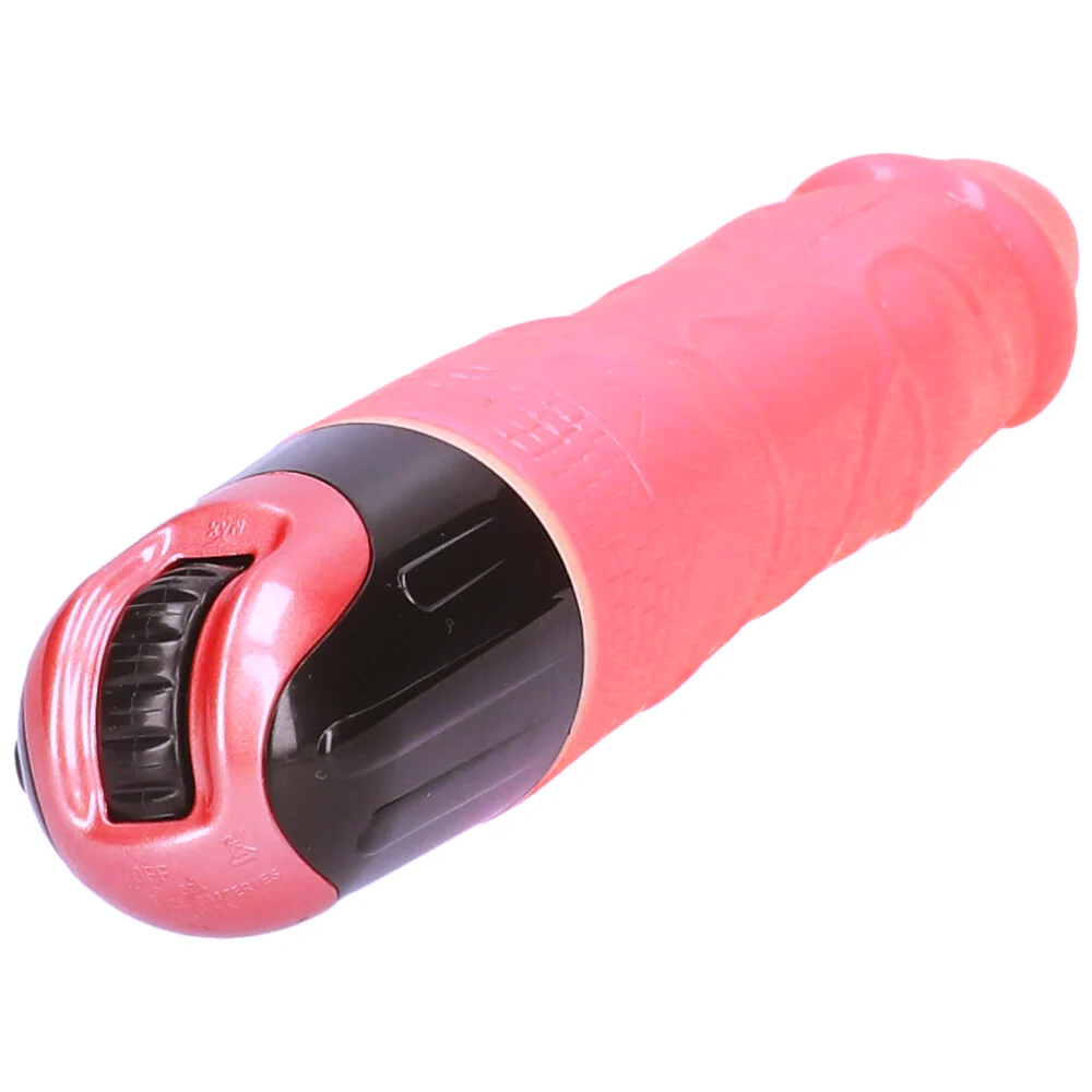 9.5 Inch 长款血管纹理振动 Pink 假阳具 带多速旋钮