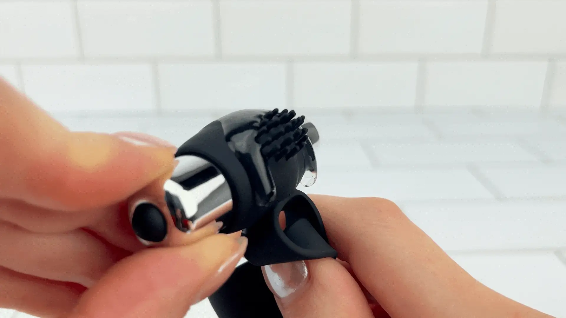 Beaded Double Penetration Vibrating Cock Ring with 10 Settings