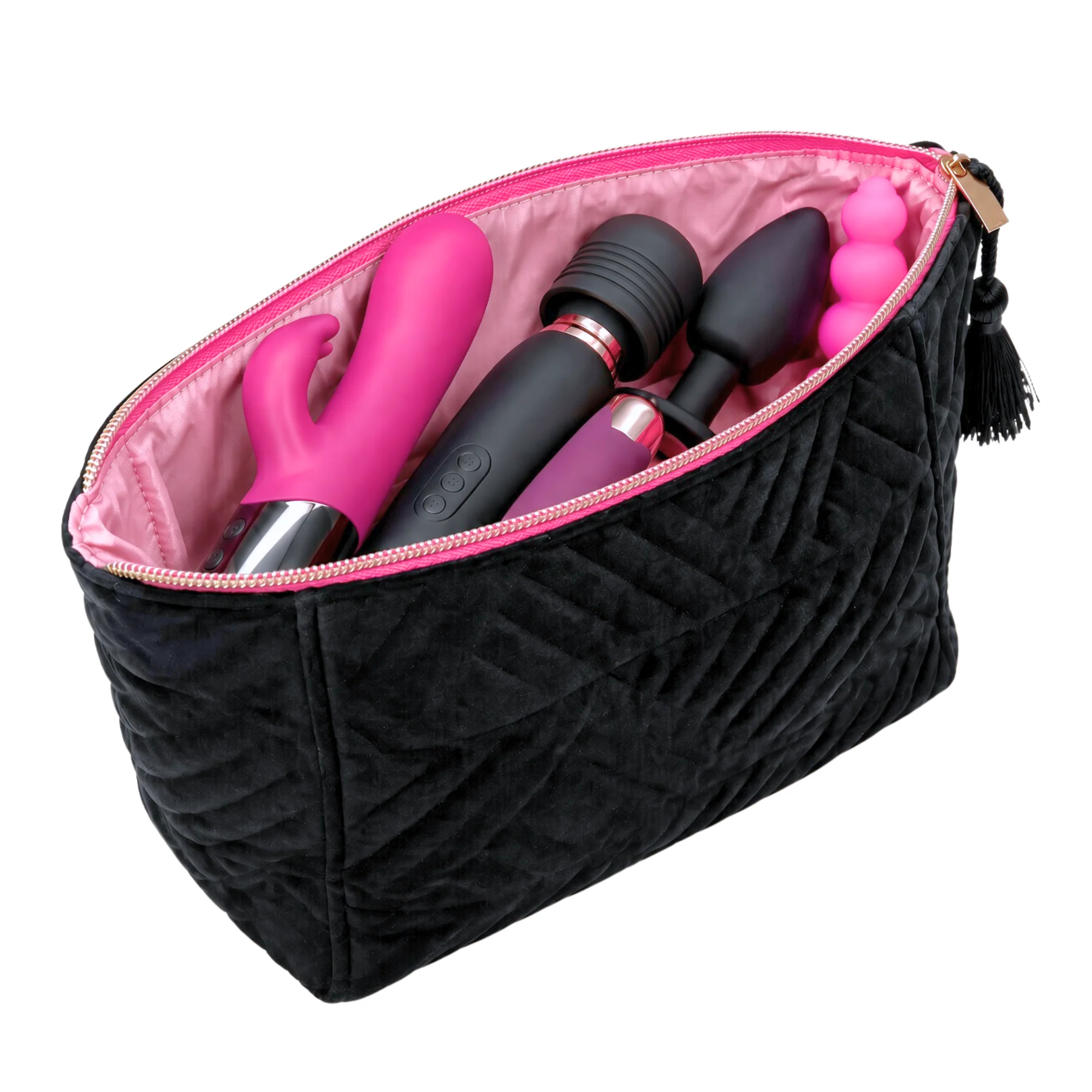 Quilted Fabric Toy Storage Bag with Waterproof Lining