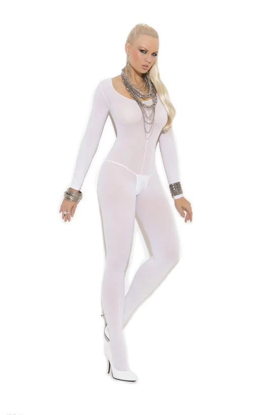 Opaque Long Sleeve Open Crotch Bodystocking by Elegant Moments