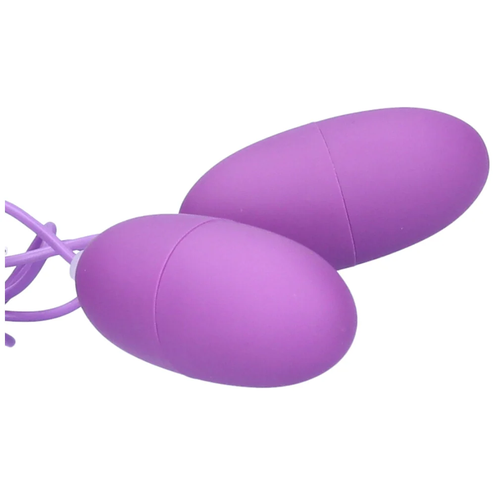 USB Powered Double Vibrating Bullet Eggs in Purple for Blended Orgasms