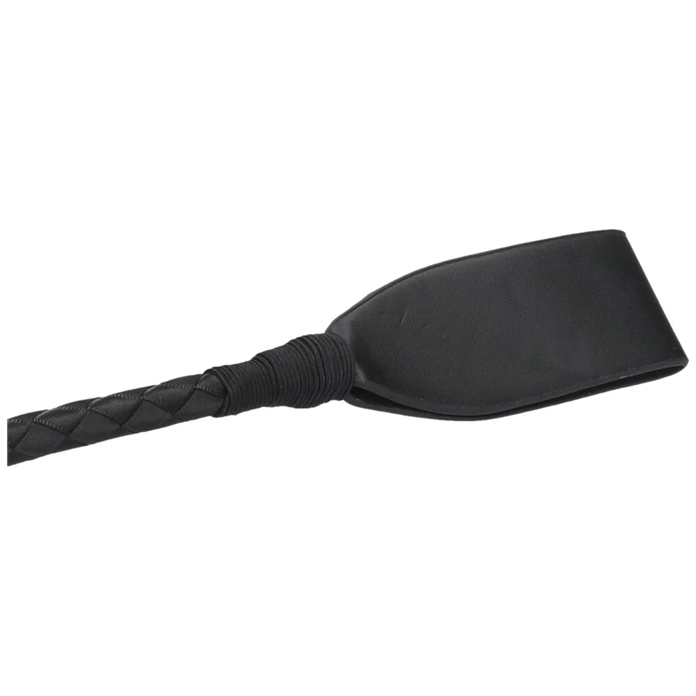 Black Braided Leather Riding Crop with Firm Handle
