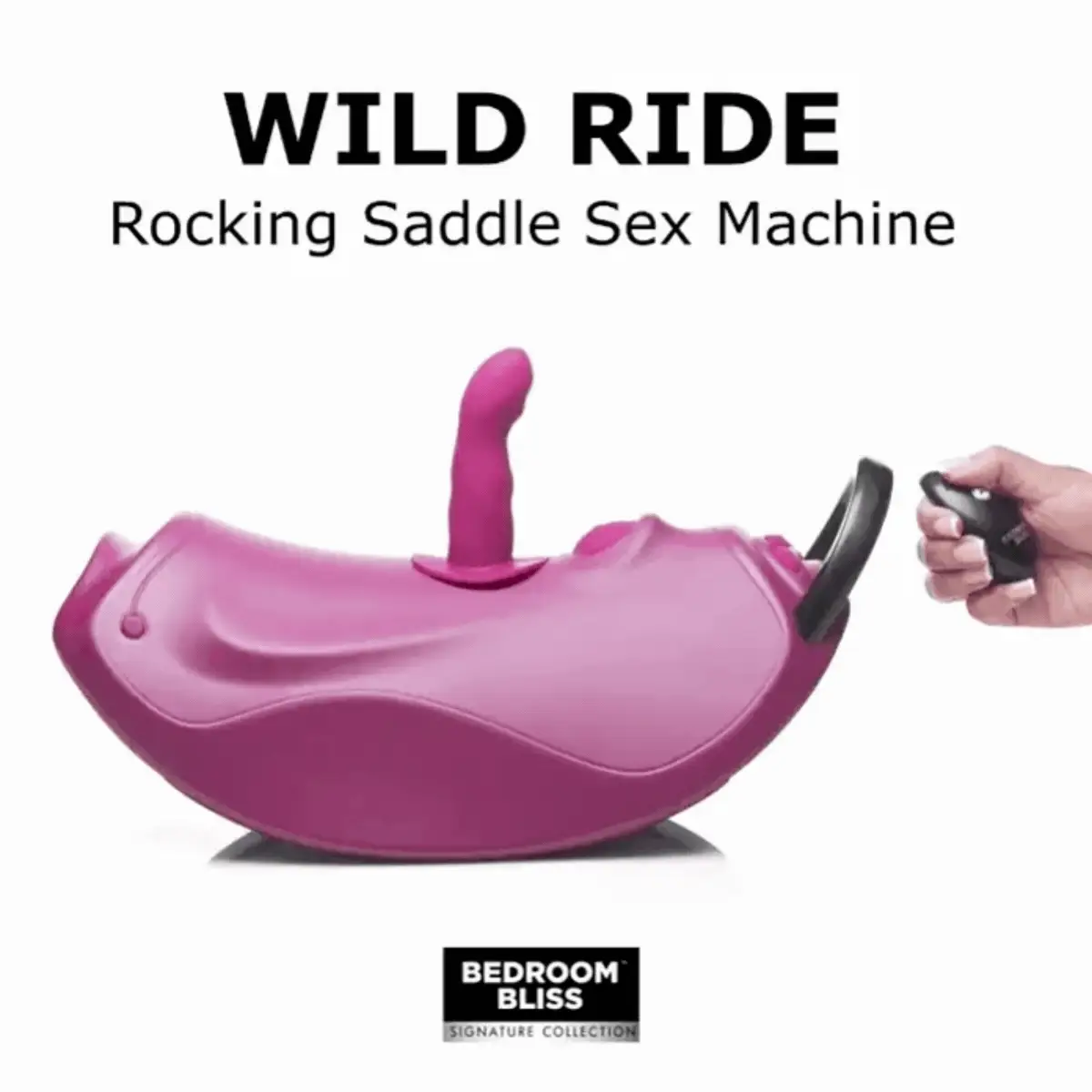 Bedroom Bliss Wild Ride Rocking Saddle Sex Machine with Remote and Two Dildo Attachments
