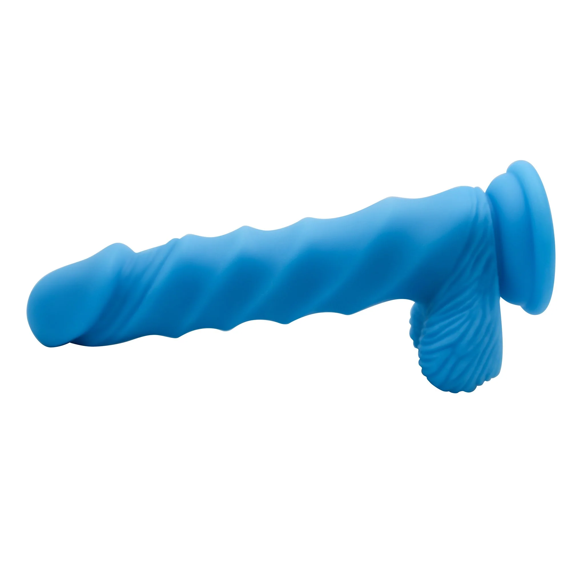 Blue Rippled Silicone G-Spot Dildo With Balls by Pink B.O.B.