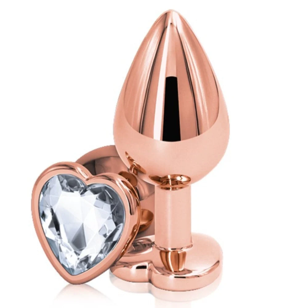 Rainbow Heart Jeweled Metal Butt Plug for a Romantic Look