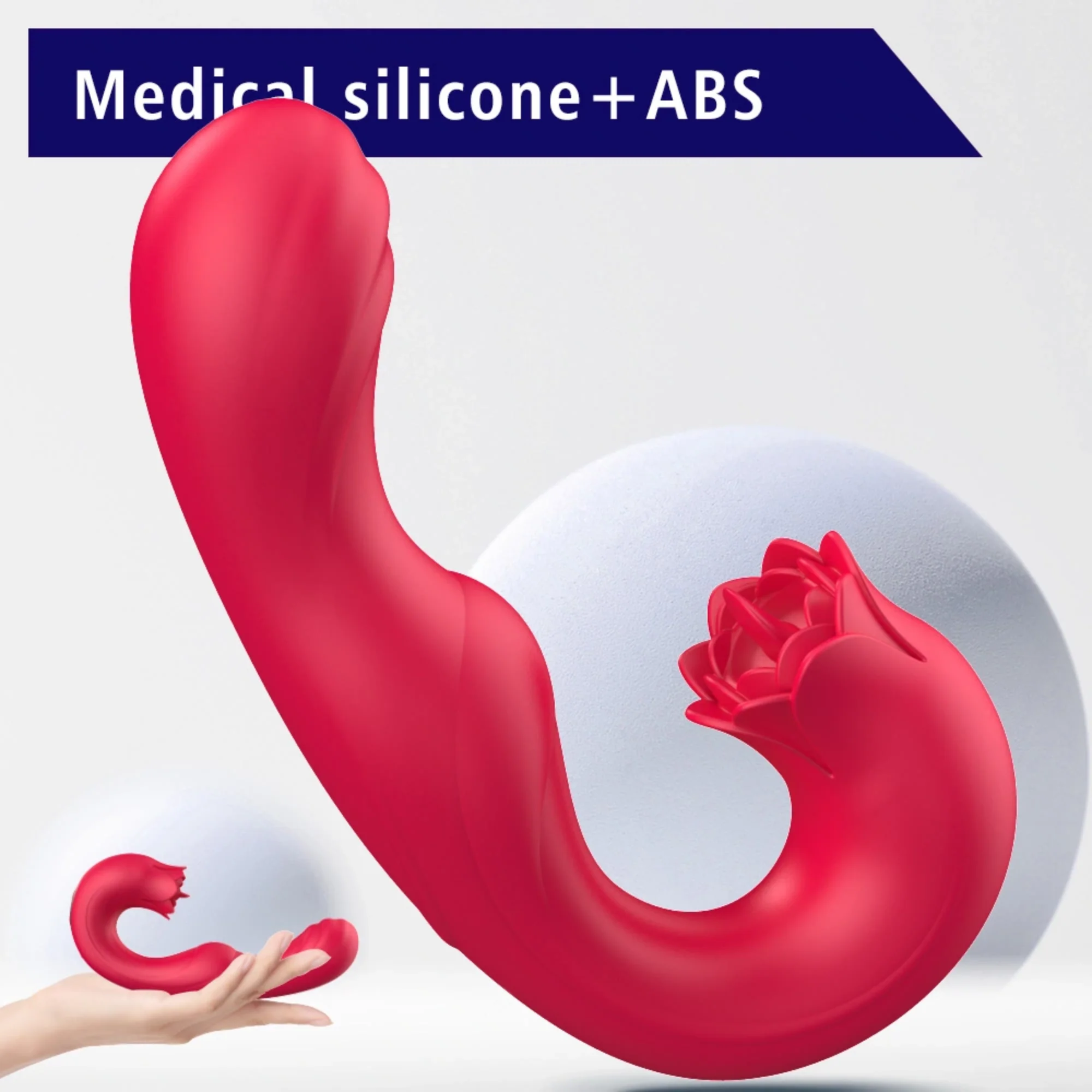 Twirling Tongue Tease - Silicone Rotating G-Spot Vibe & Clit Licking Rose