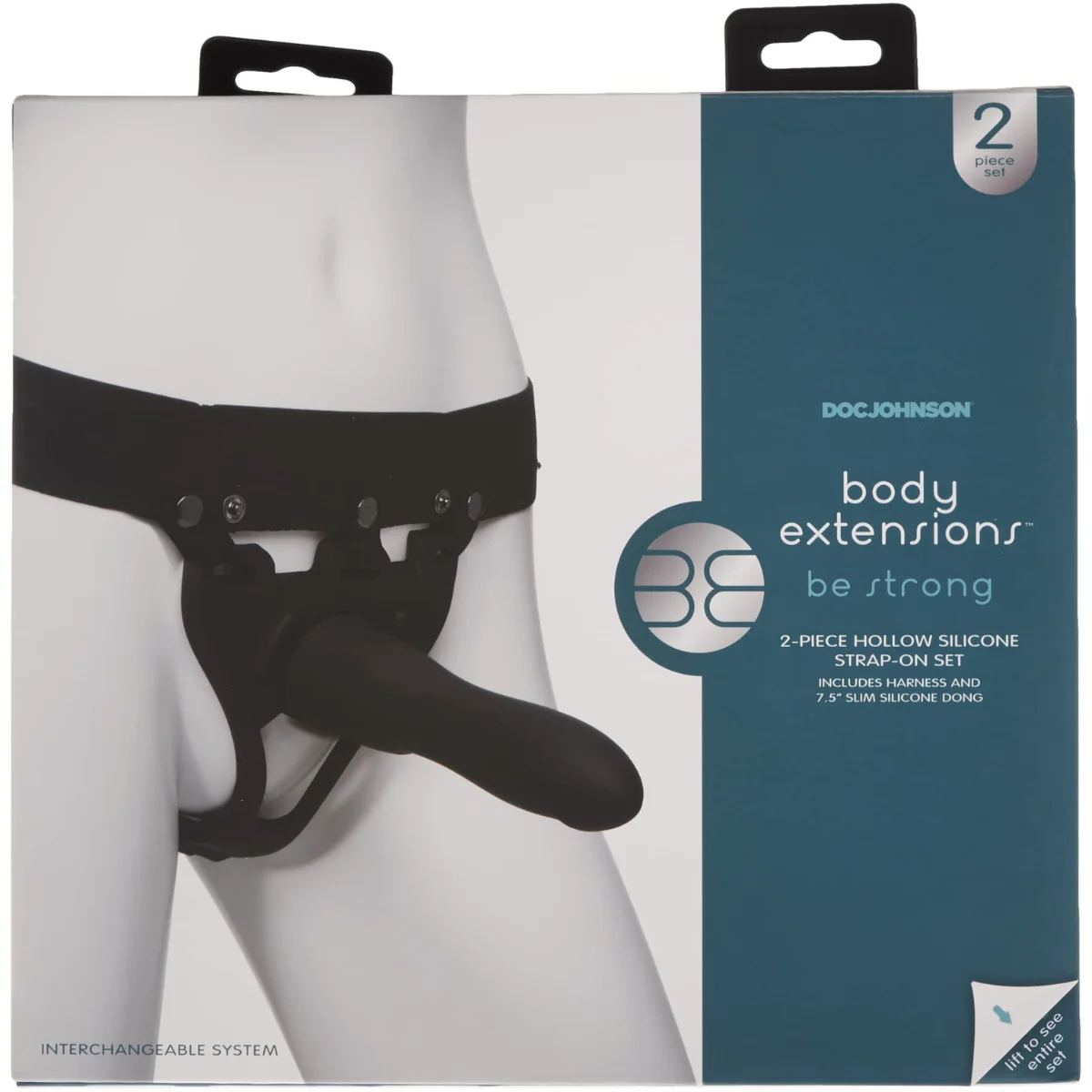 Doc Johnson Be Strong 7.5 Inch Hollow Silicone Strap-On Harness Kit