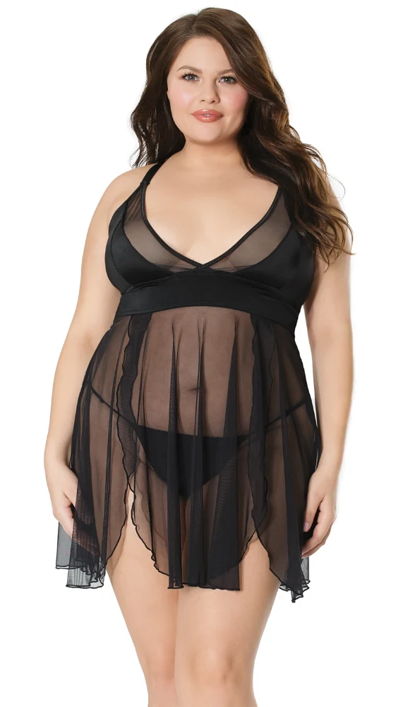 Coquette Sheer Babydoll Lingerie Set with G-String Panty