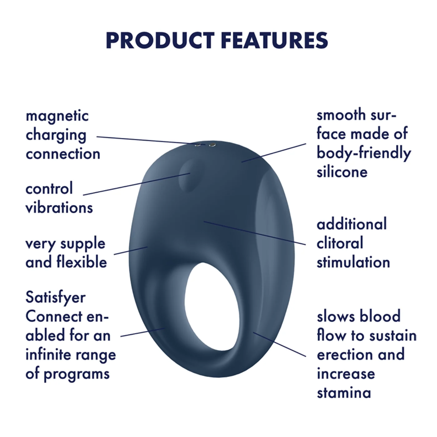 Satisfyer Strong One 戒指振动器 用于阴茎与外部刺激