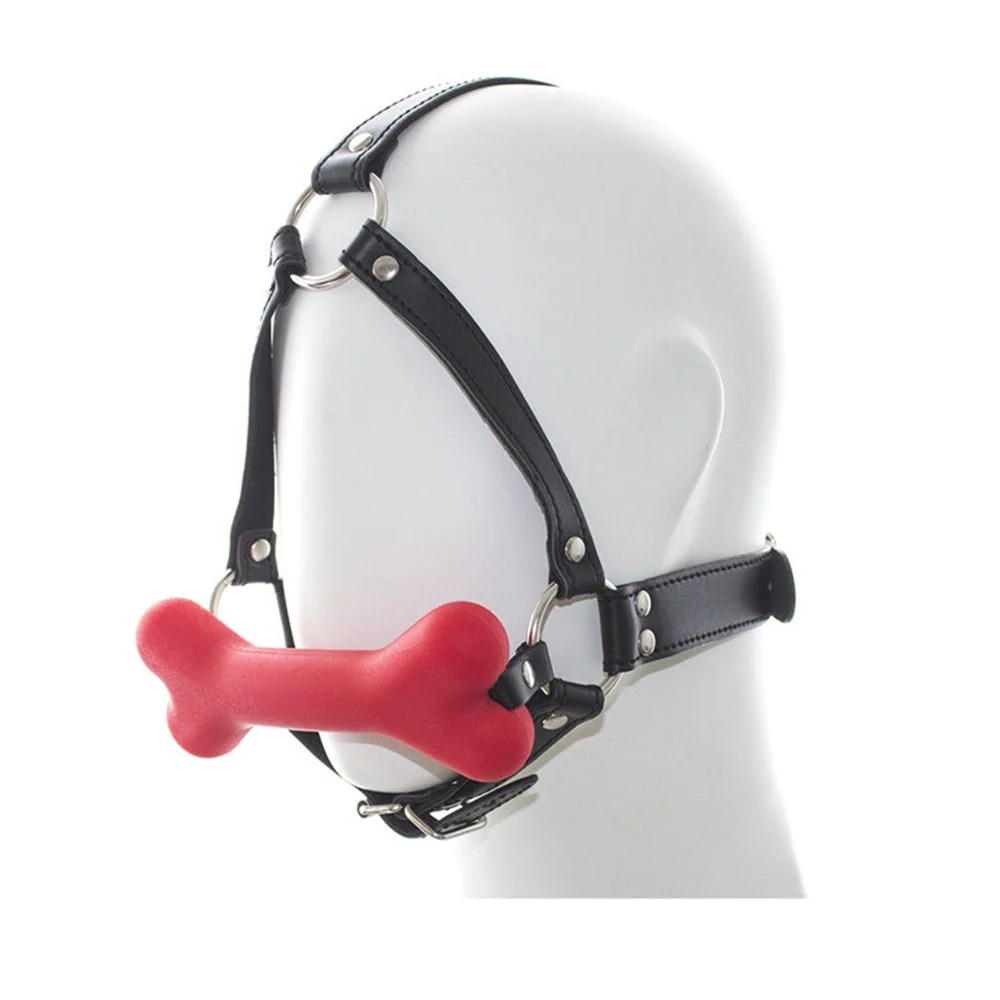Bone Gag Head Harness in 2 Colors with Silicone Bone Gag