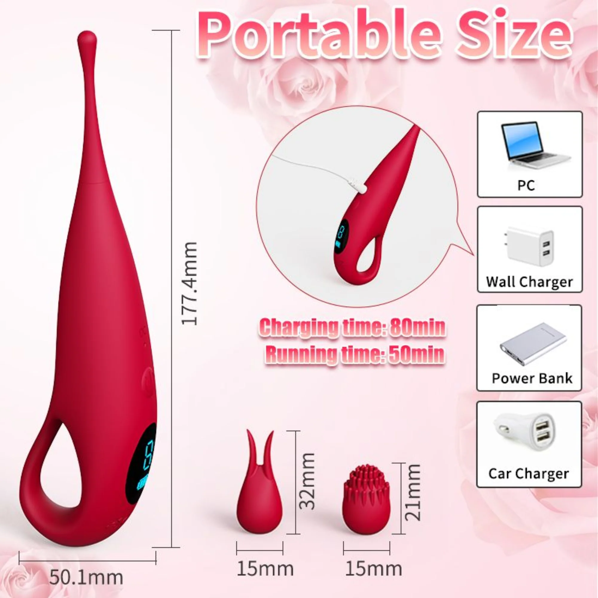 Pinpoint Clit Vibe with 9 Vibration Modes and Two Tip Attachments