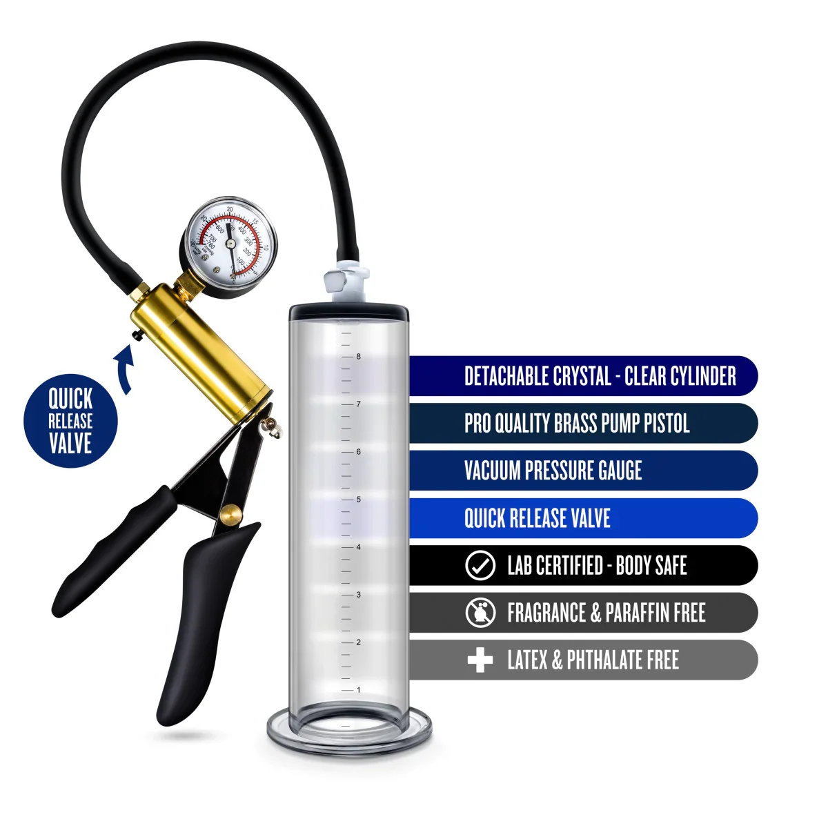 Performance VX6 Vacuum Penis Pump with Brass Pistol & Pressure Gauge