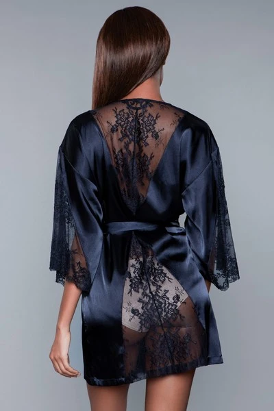 Grace Satin and Lace Robe with Tie Sash