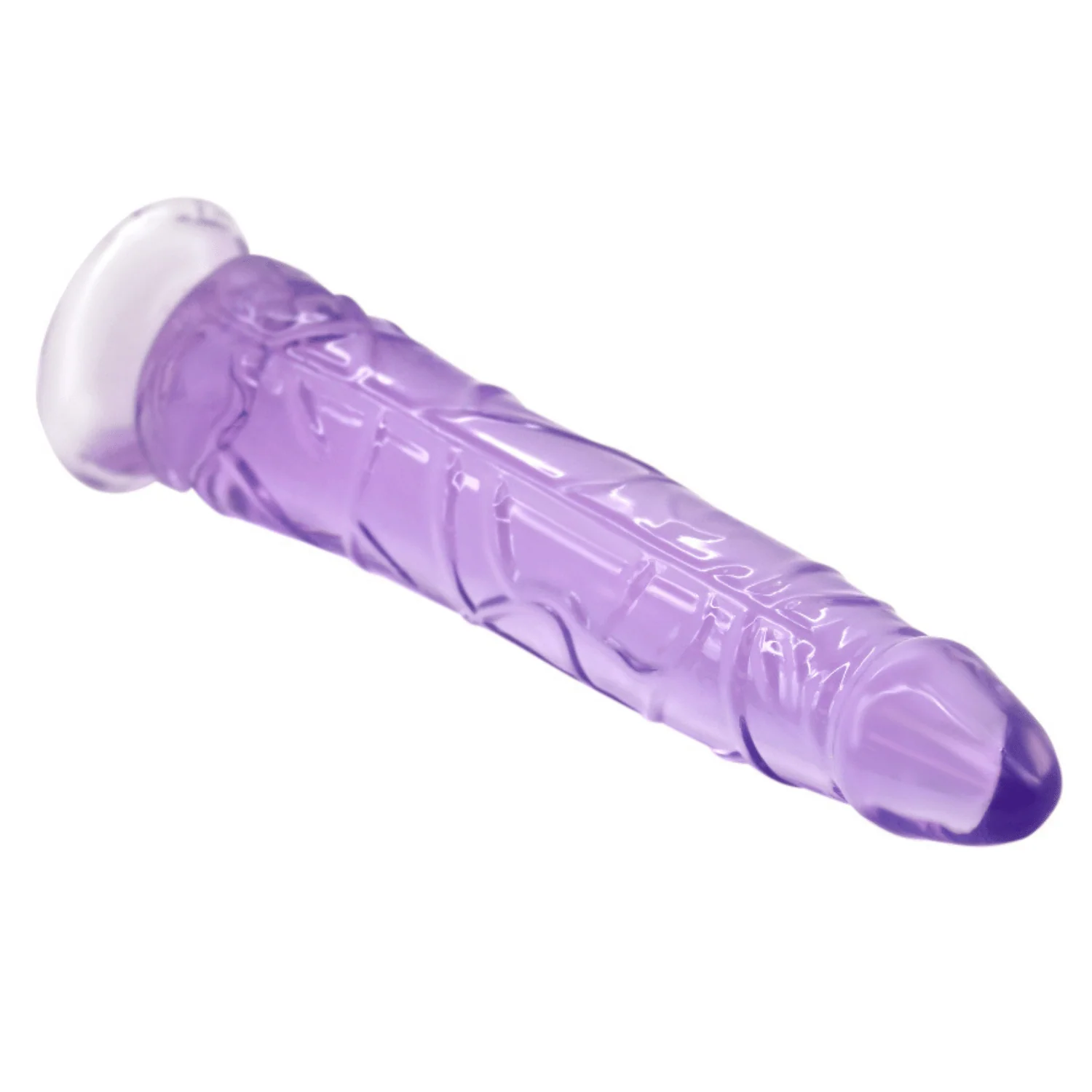 8 Inch 超密血管纹半透明果冻假阳具，适用于G点与后庭