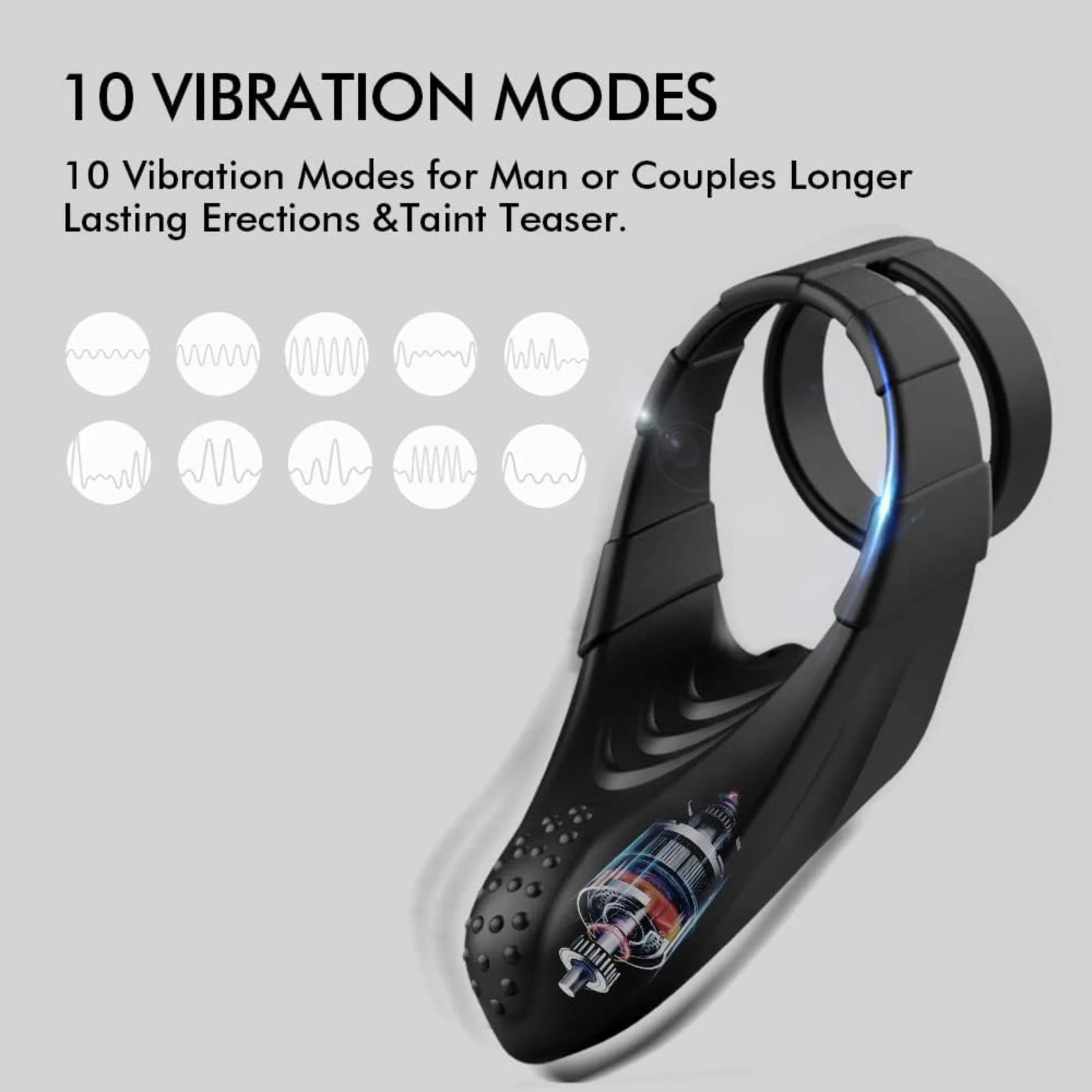 Sperm Locking Dual Cock Ring with Taint Teaser