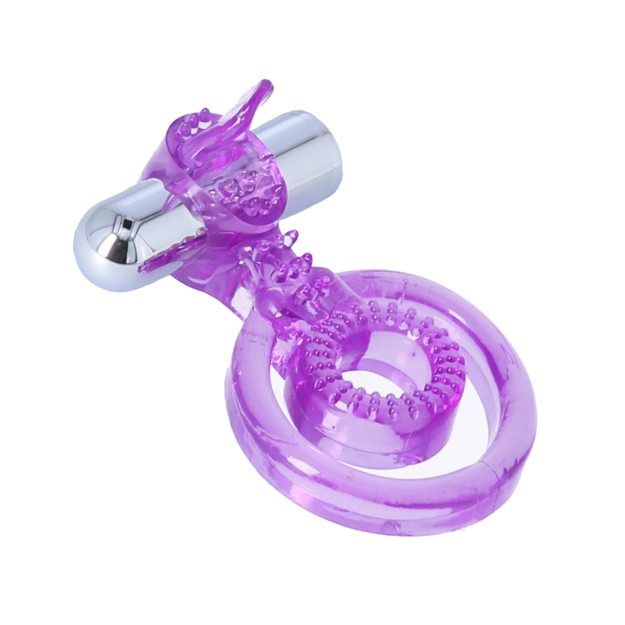 Vibrating Dual Cock Ring with Clit Teasing Tongue, Rechargeable or Non-Rechargeable