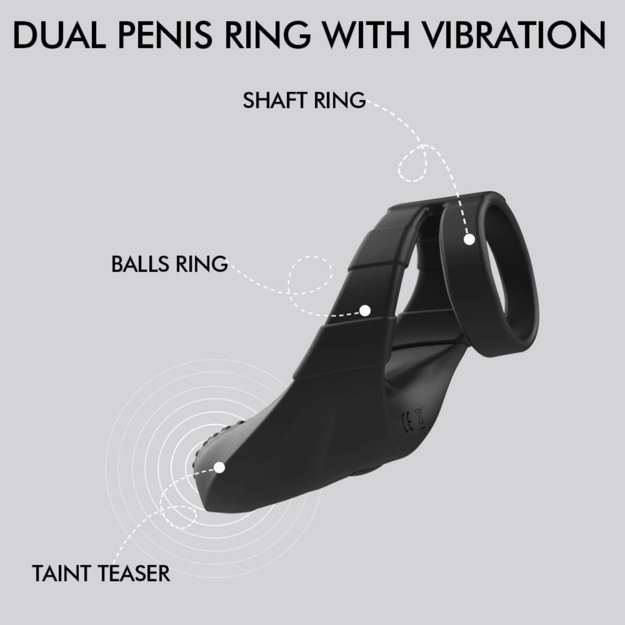 Sperm Locking Dual Cock Ring with Taint Teaser