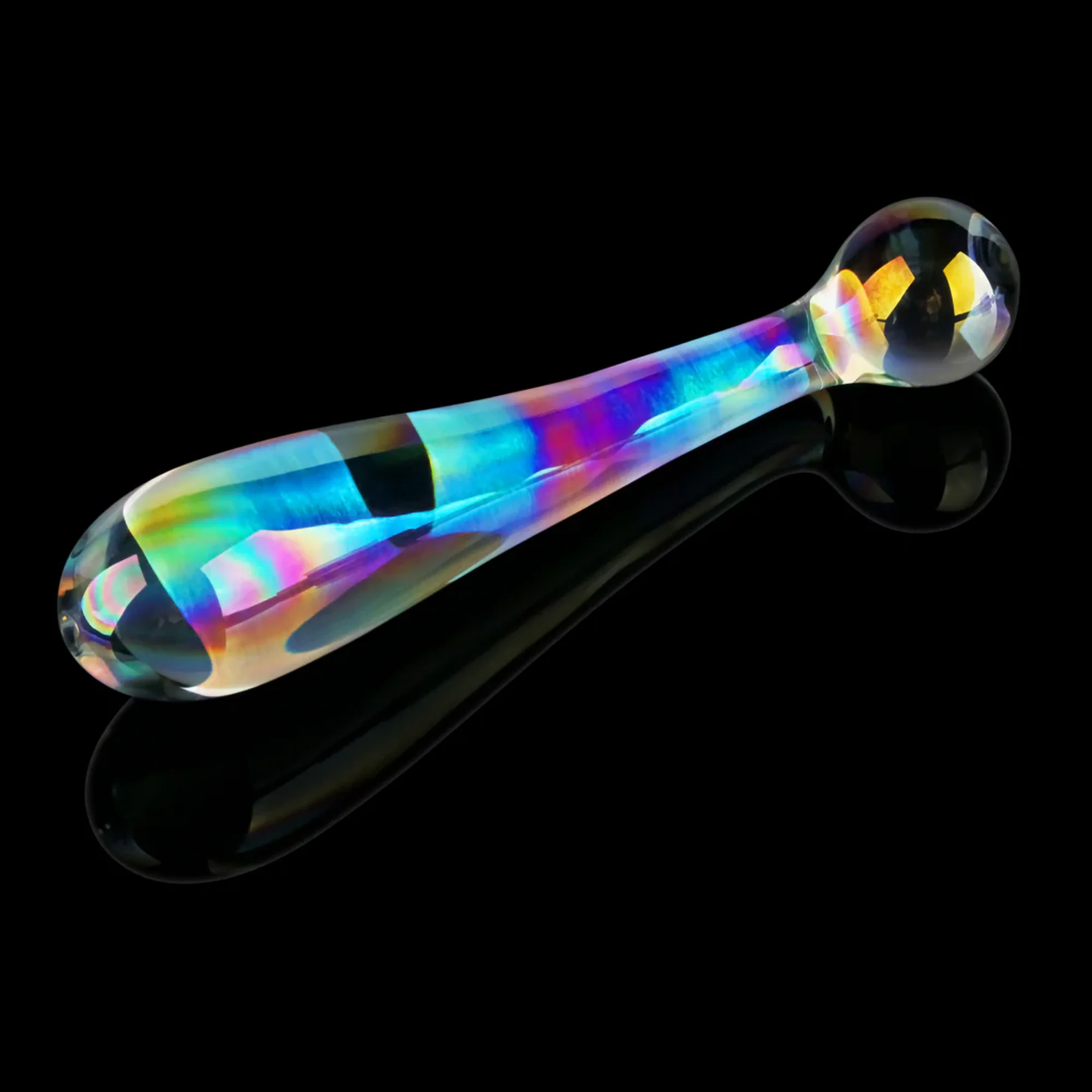 Dual-Ended Twilight Gleam Glass Dildo - Stunning Prismatic Shimmers!