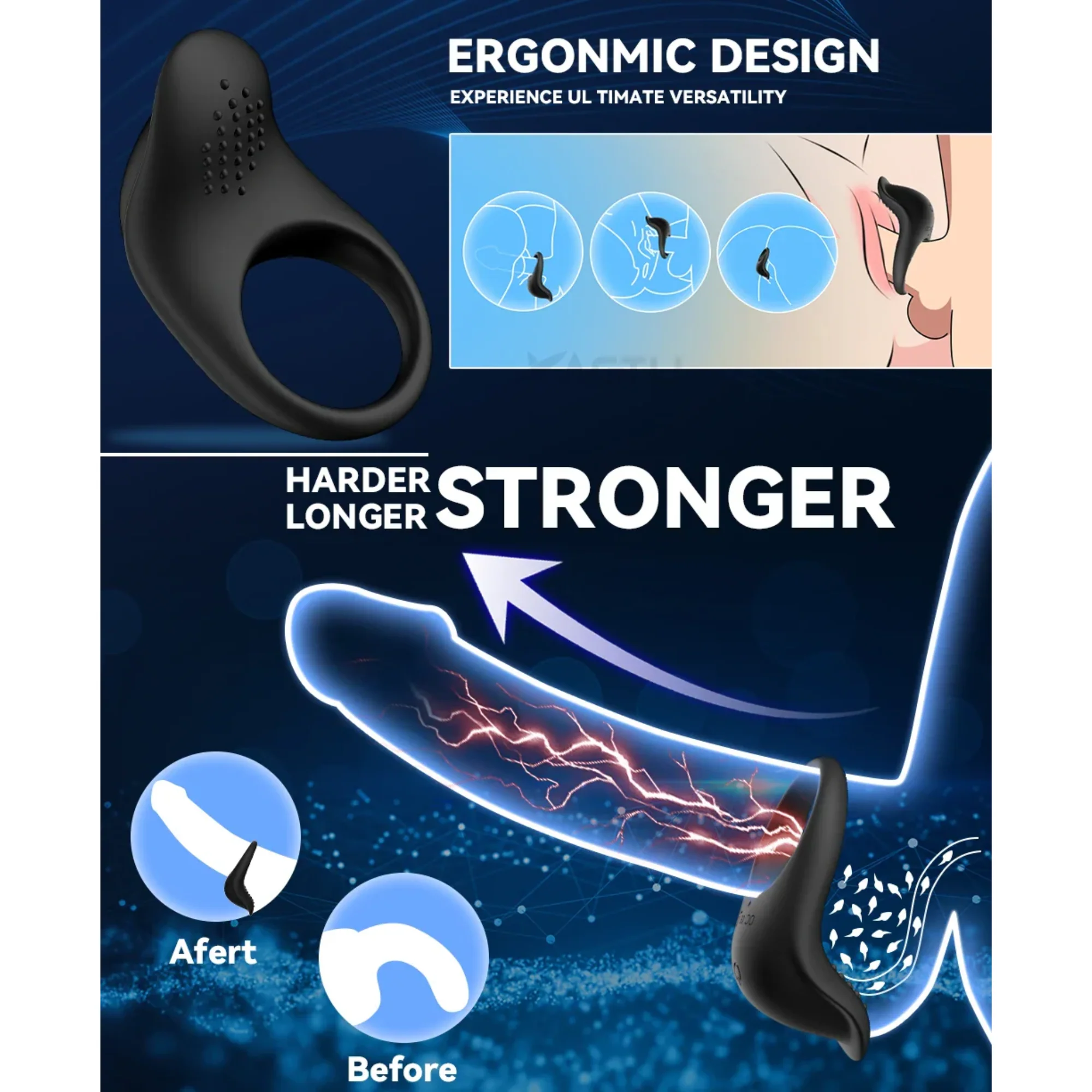 Silicone Vibrating Teasing Cock Ring - App Controlled Partner Vibes!