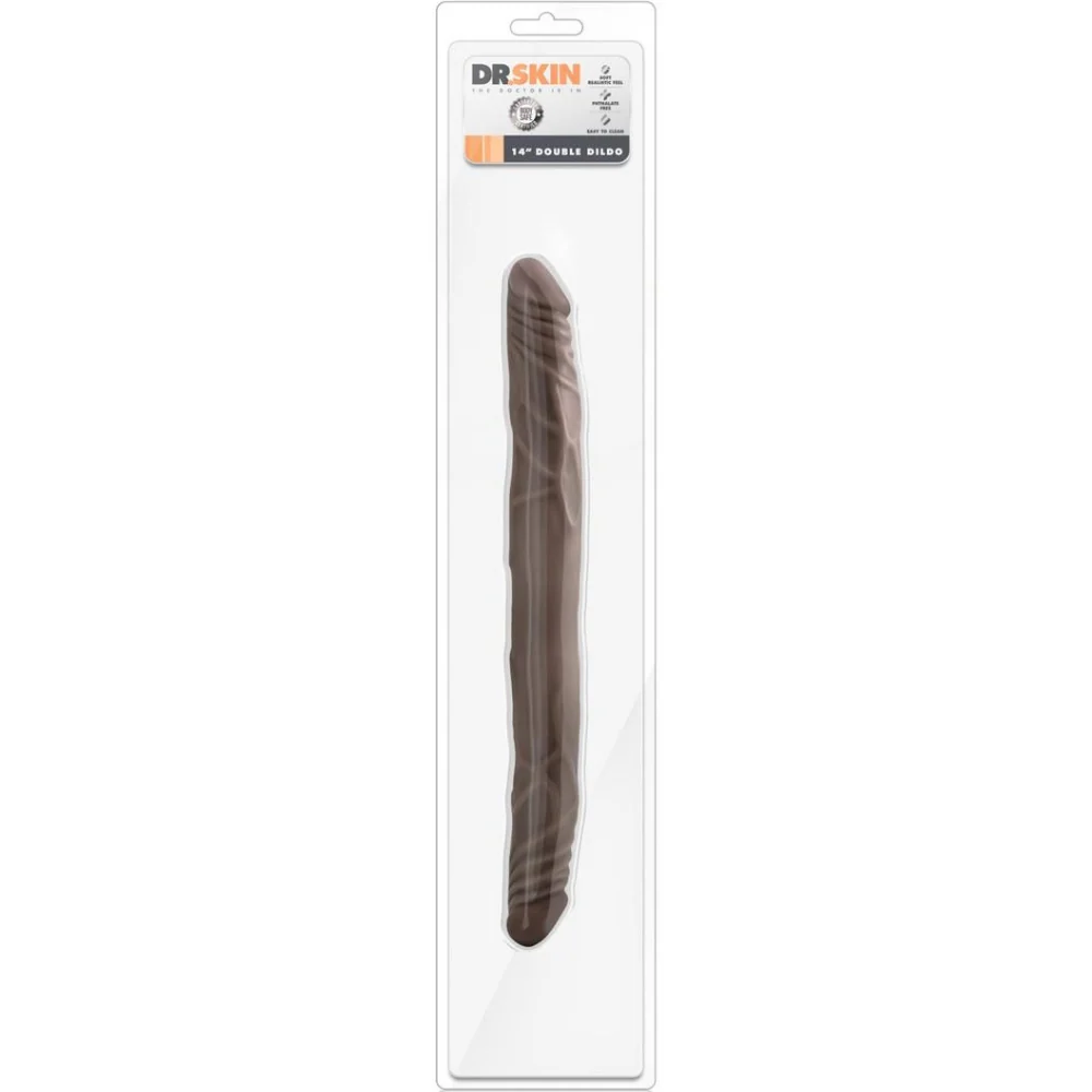 Lingerie, Vibrators & Male Sex Toys | TooTimid.com Discreet 14 Inch 双头假阳具 带凸起血管和波纹