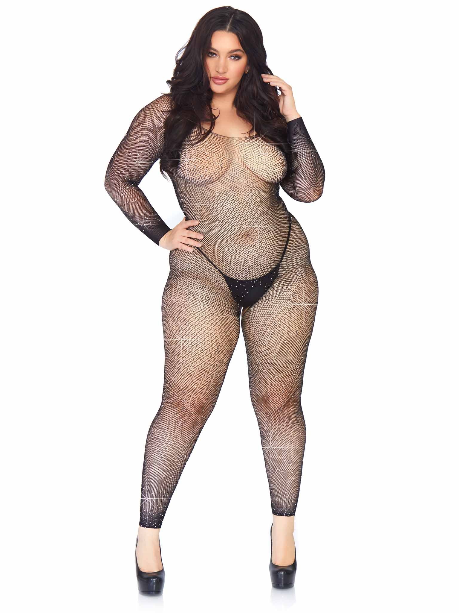 Leg Avenue 网眼水钻开裆连体衣