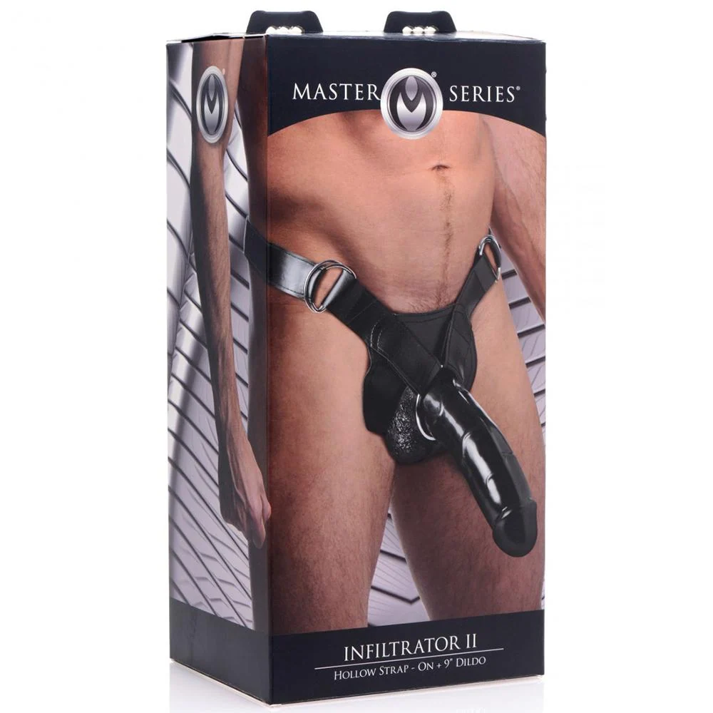 9 Inch Hollow Infiltrator Strap-On Dildo with Adjustable Harness