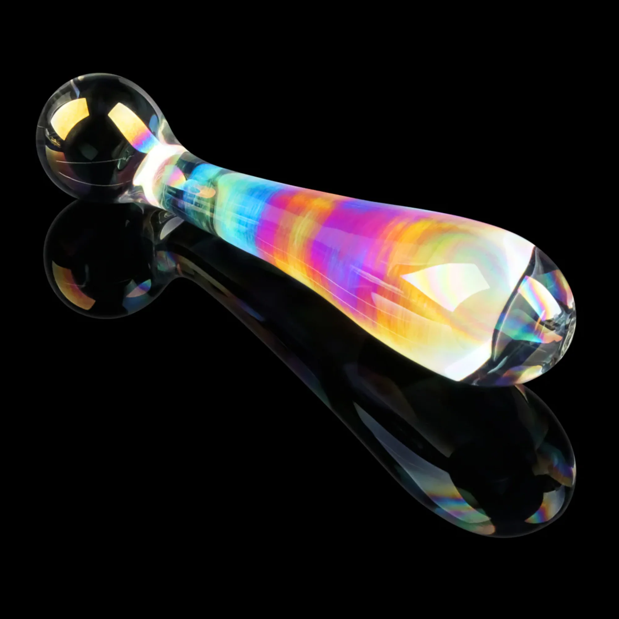Dual-Ended Twilight Gleam Glass Dildo - Stunning Prismatic Shimmers!