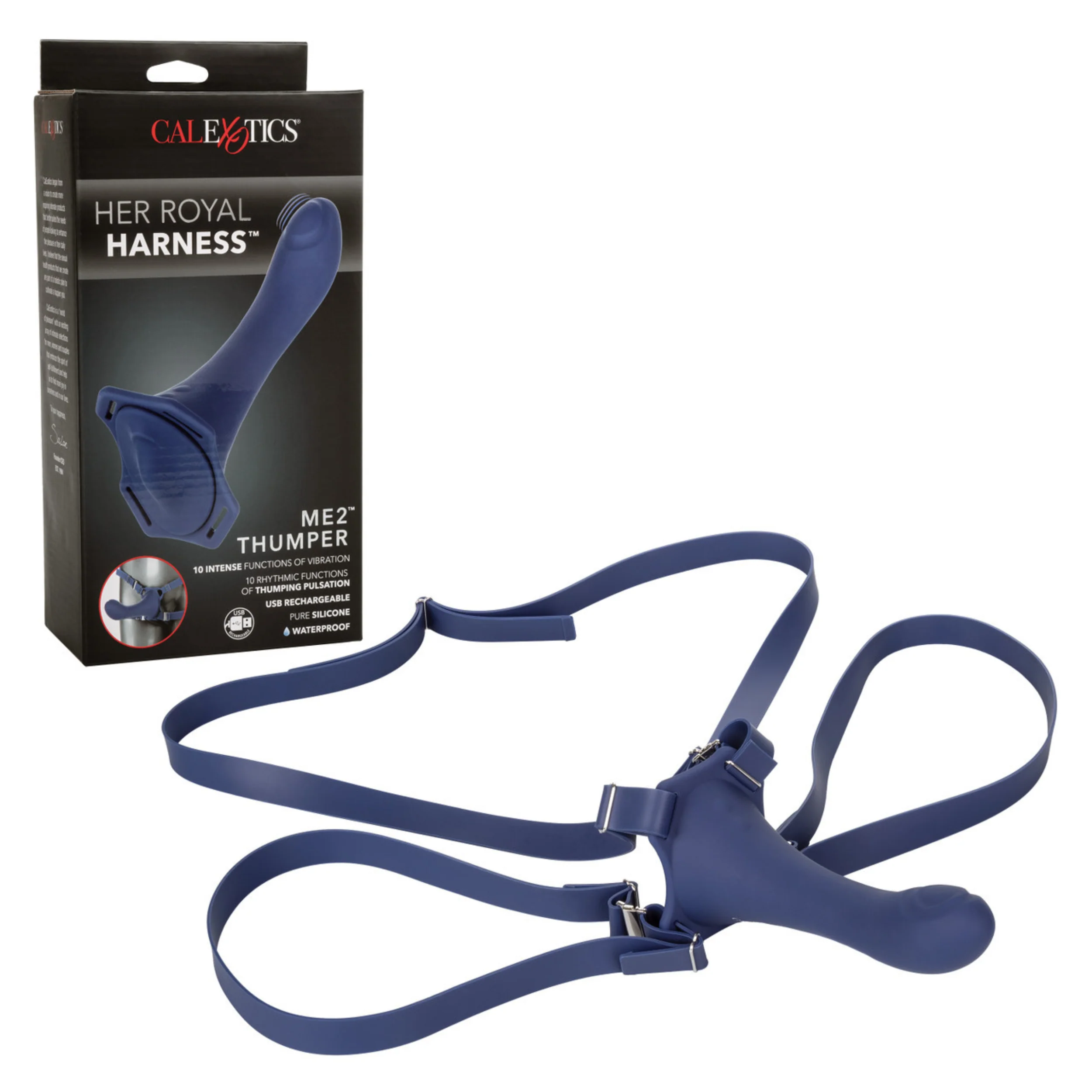 Her Royal Harness ME2 Thumper 穿戴式仿真阳具套装（含可充电硅胶假阳具）- 蓝色