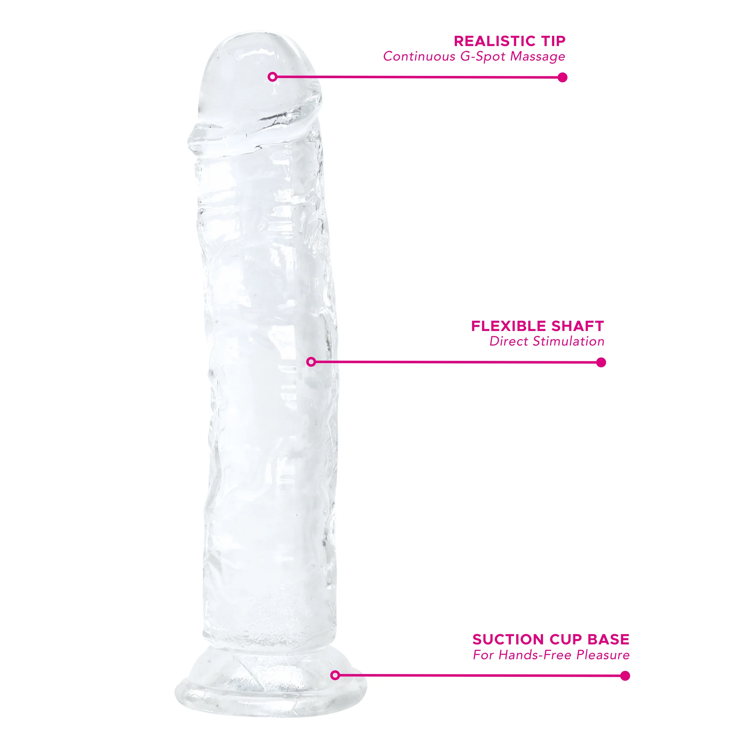 Clear Realistic Suction Cup Dildo for Hands-Free Riding