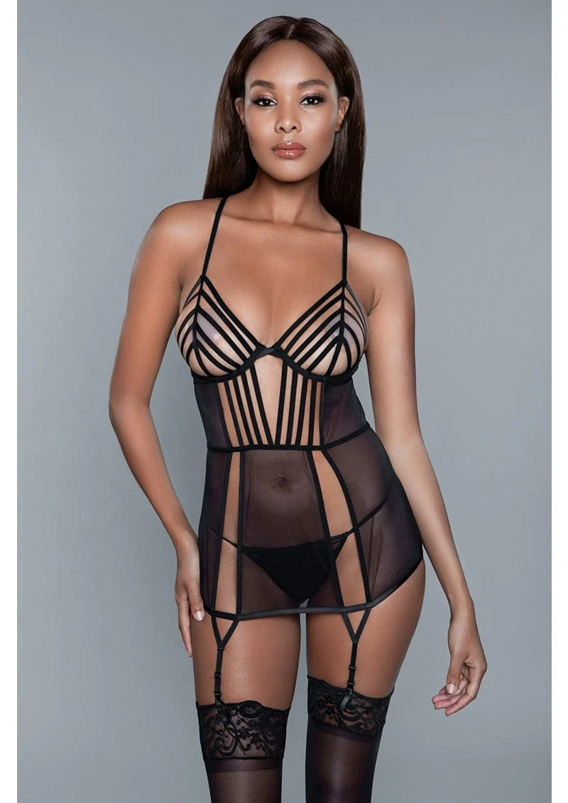Jessica Strappy Mesh Chemise and Matching G-String Set