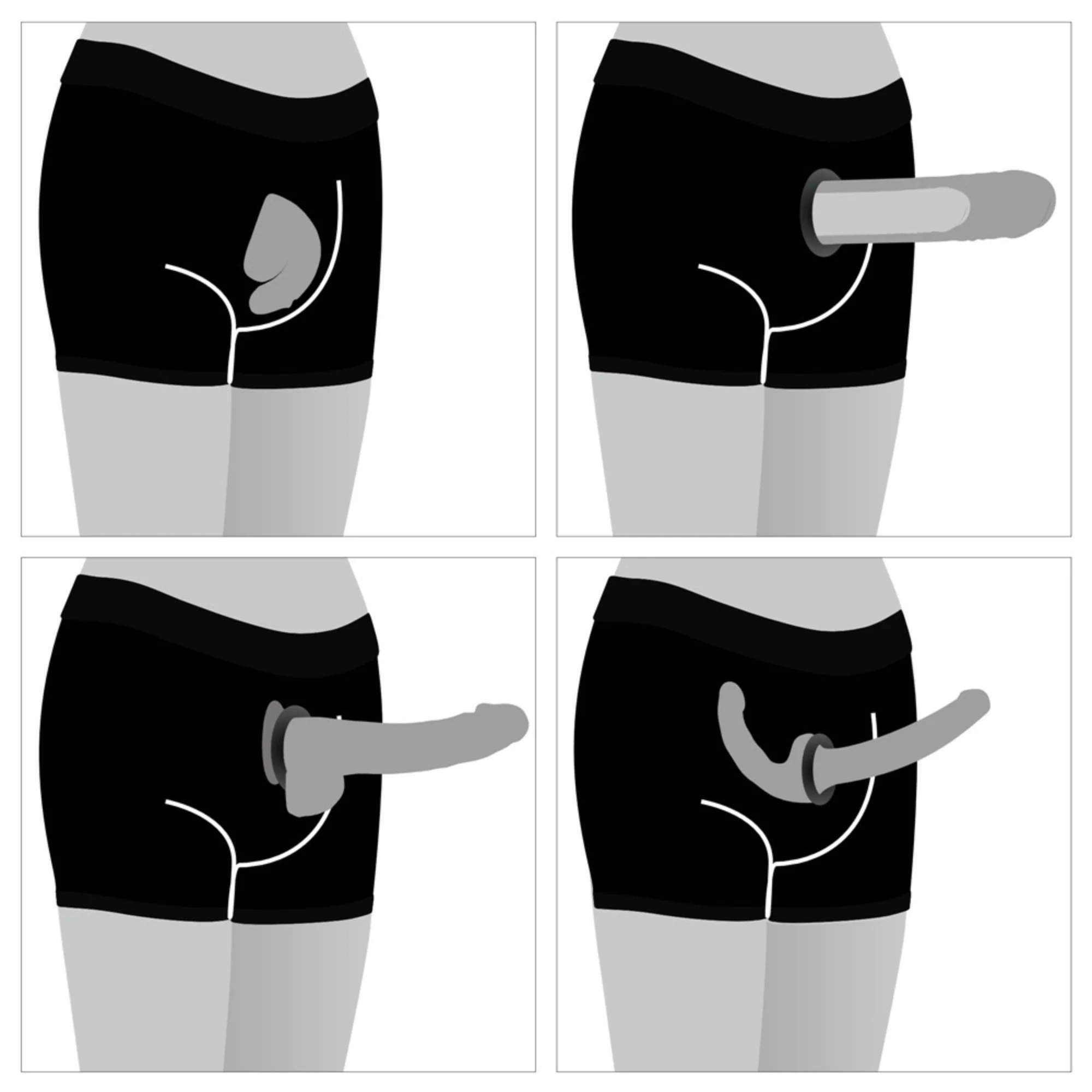 INGEN Chic Strap-On Shorts Faux Leather Packing Shorts with O-Ring