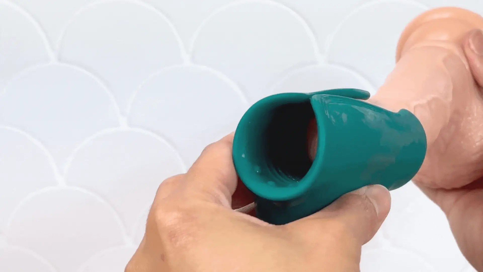 Vibrating Ribbed Silicone Penis Gripper Stroker for Rechargeable Solo and Couples Play