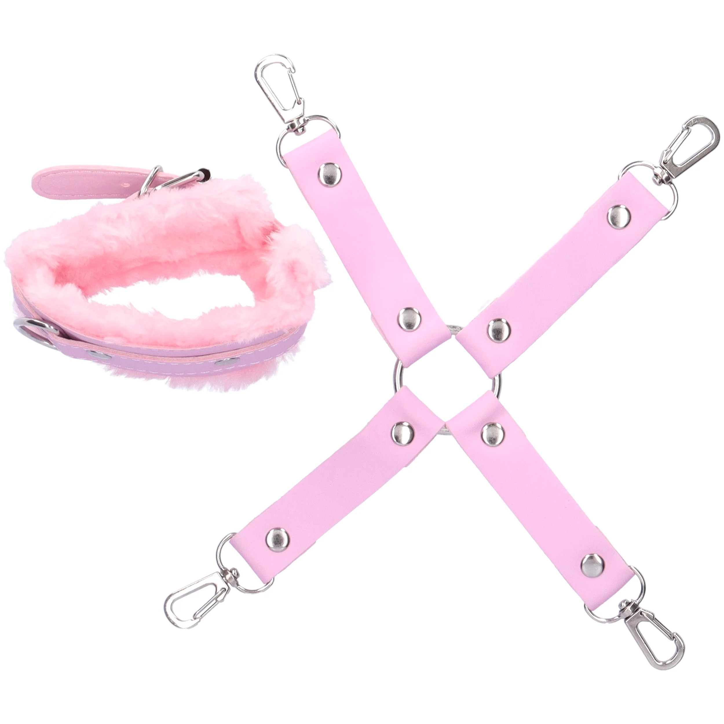 Hog Tie Restraint Set With Faux Fur Lined Cuffs