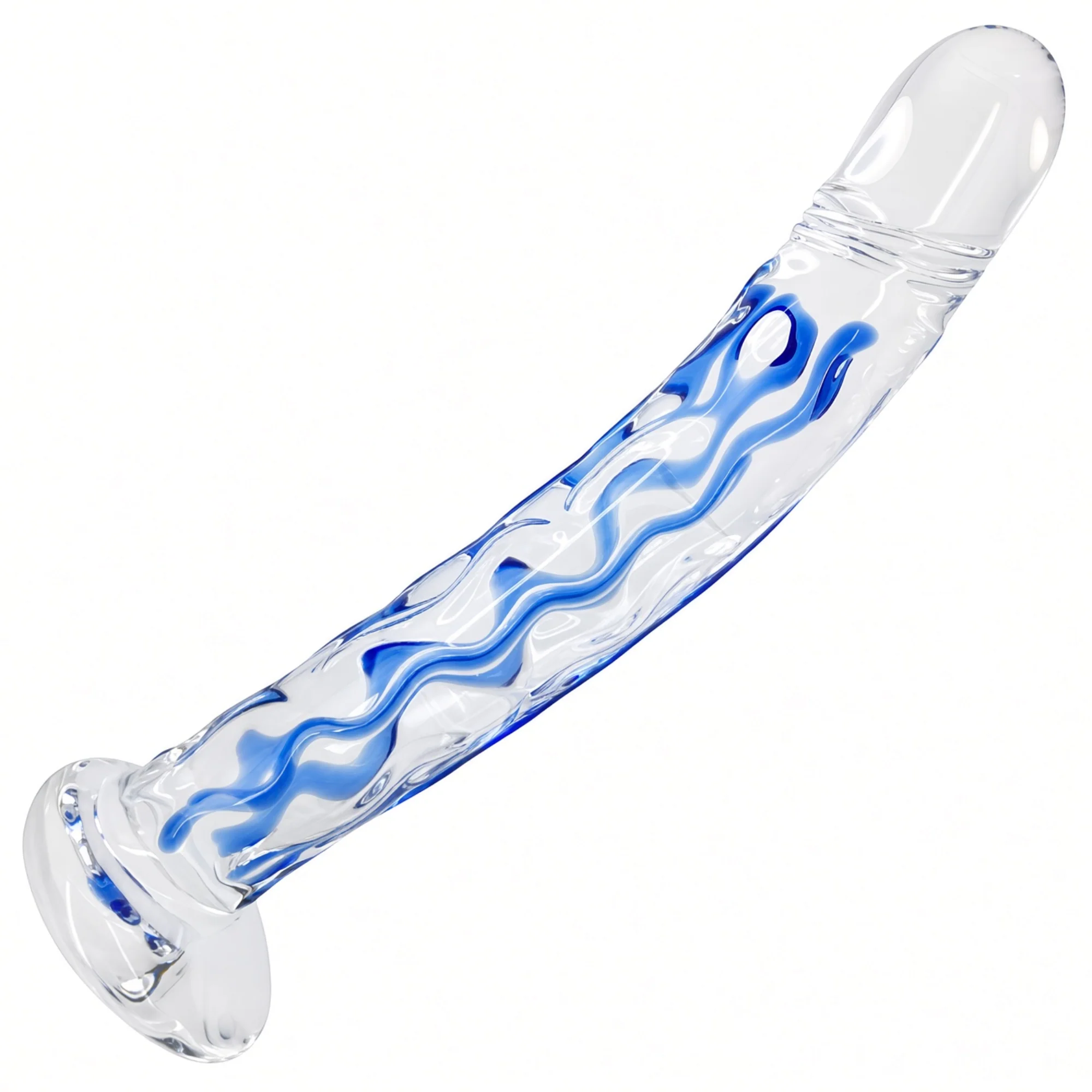 Veined Glass Dildo with 8" Shaft for Deep G-Spot Play