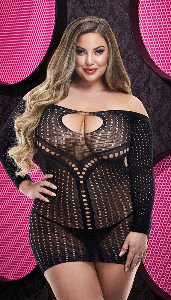 Long Sleeve Keyhole Mini Dress in Body-Hugging Fabric