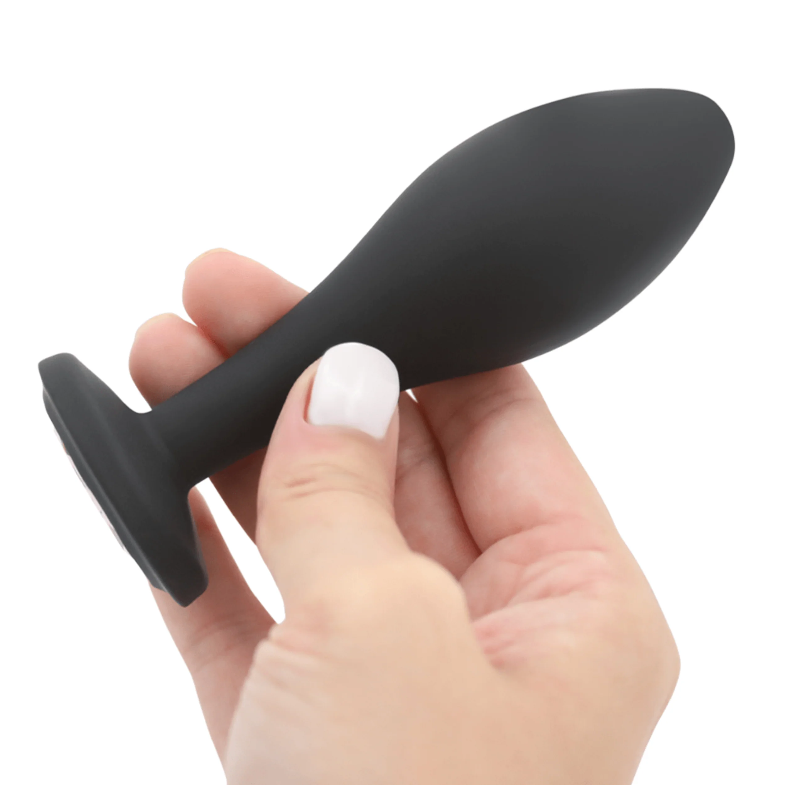 Bulbed Silicone Jewel Butt Plug With Removable Double-Sided Gem
