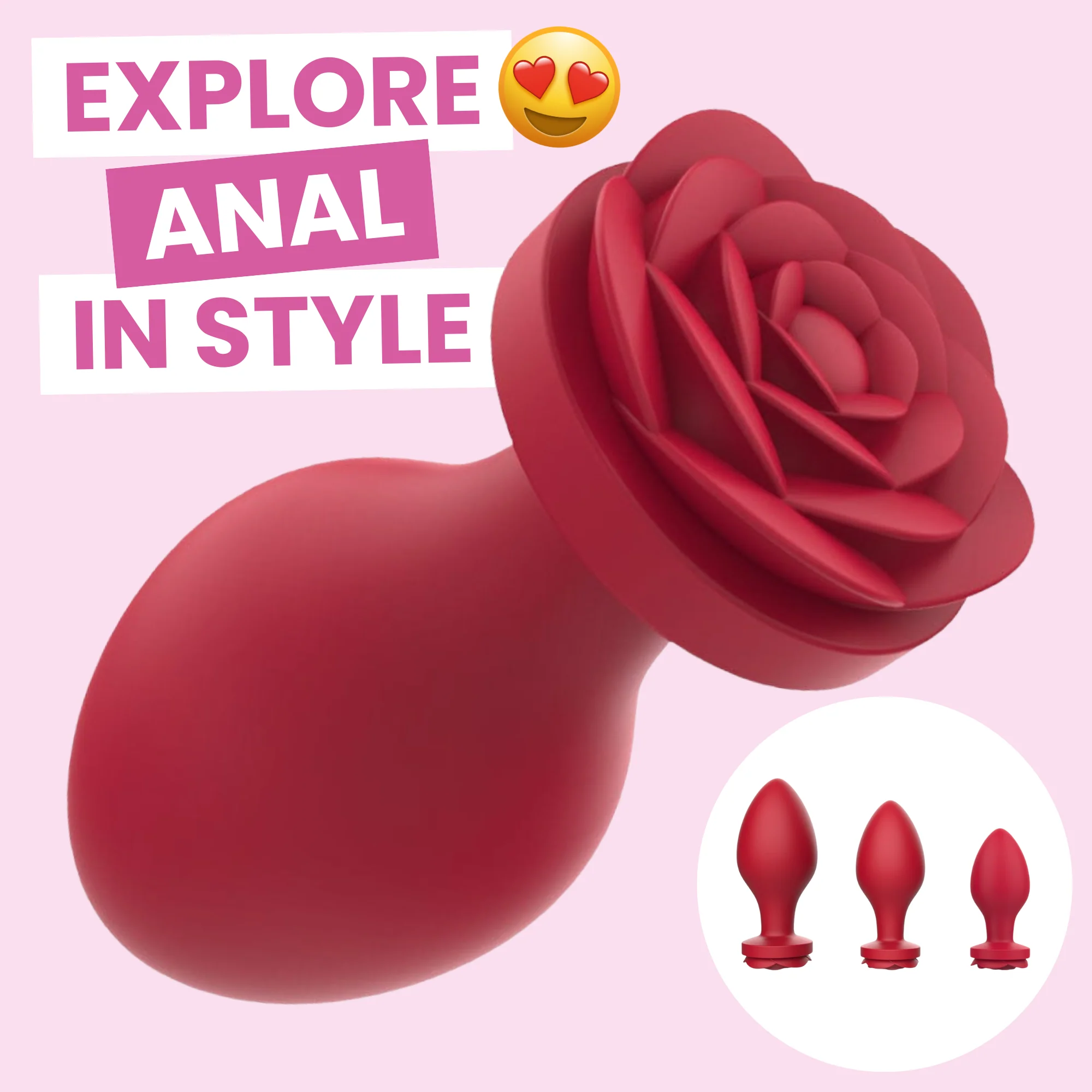 Rela Silicone Rose Anal Plug Set