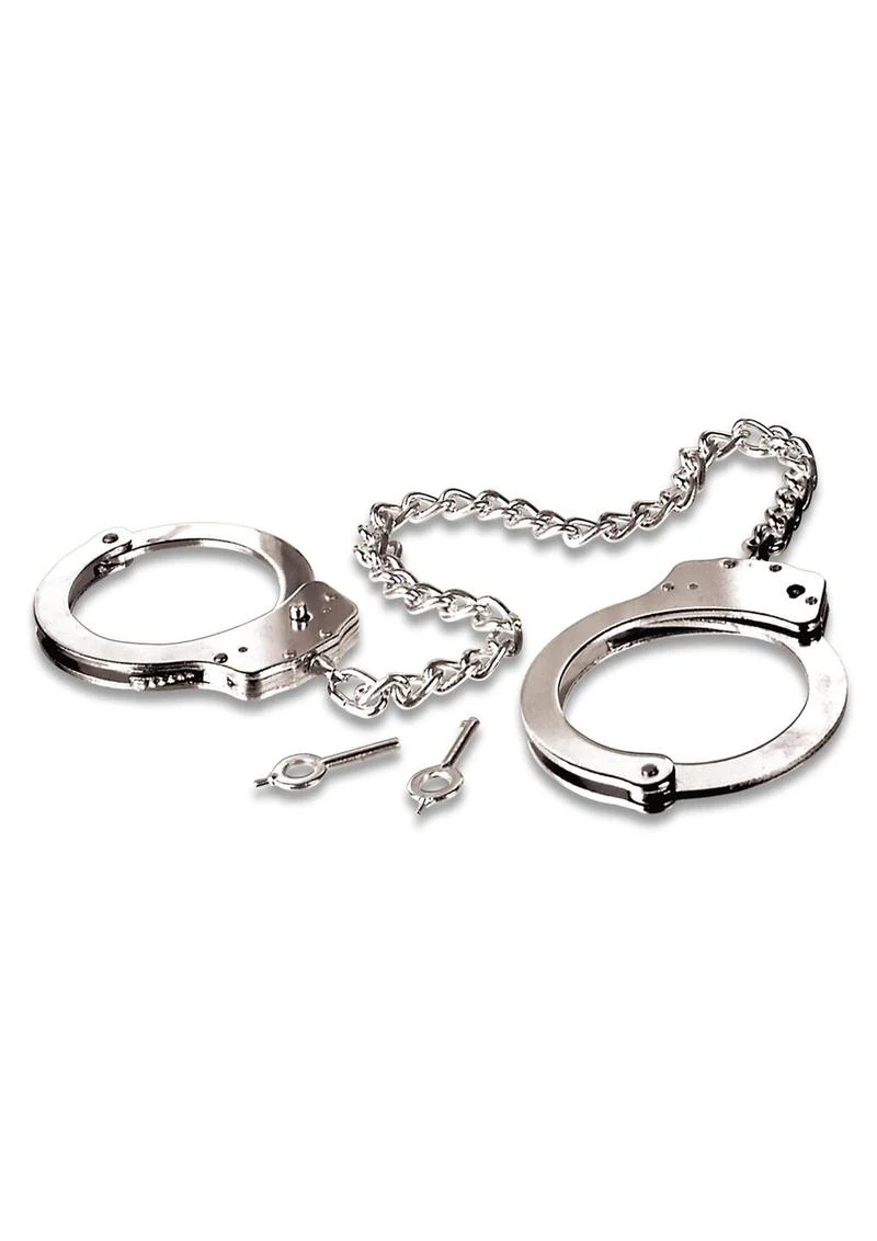 Fetish Fantasy Metal Leg Cuffs in Silver for Bondage Play